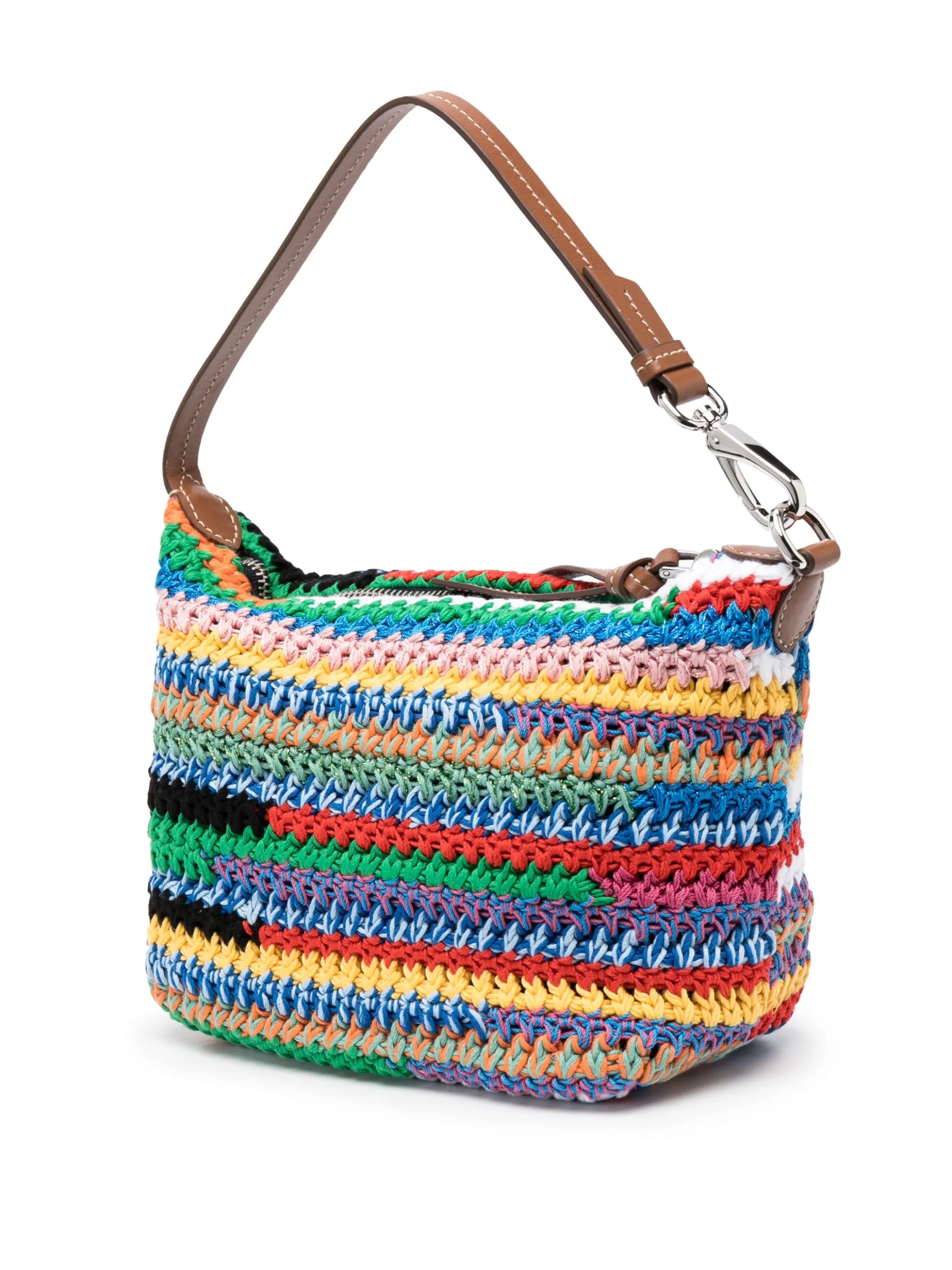 colour-block crochet mini bag