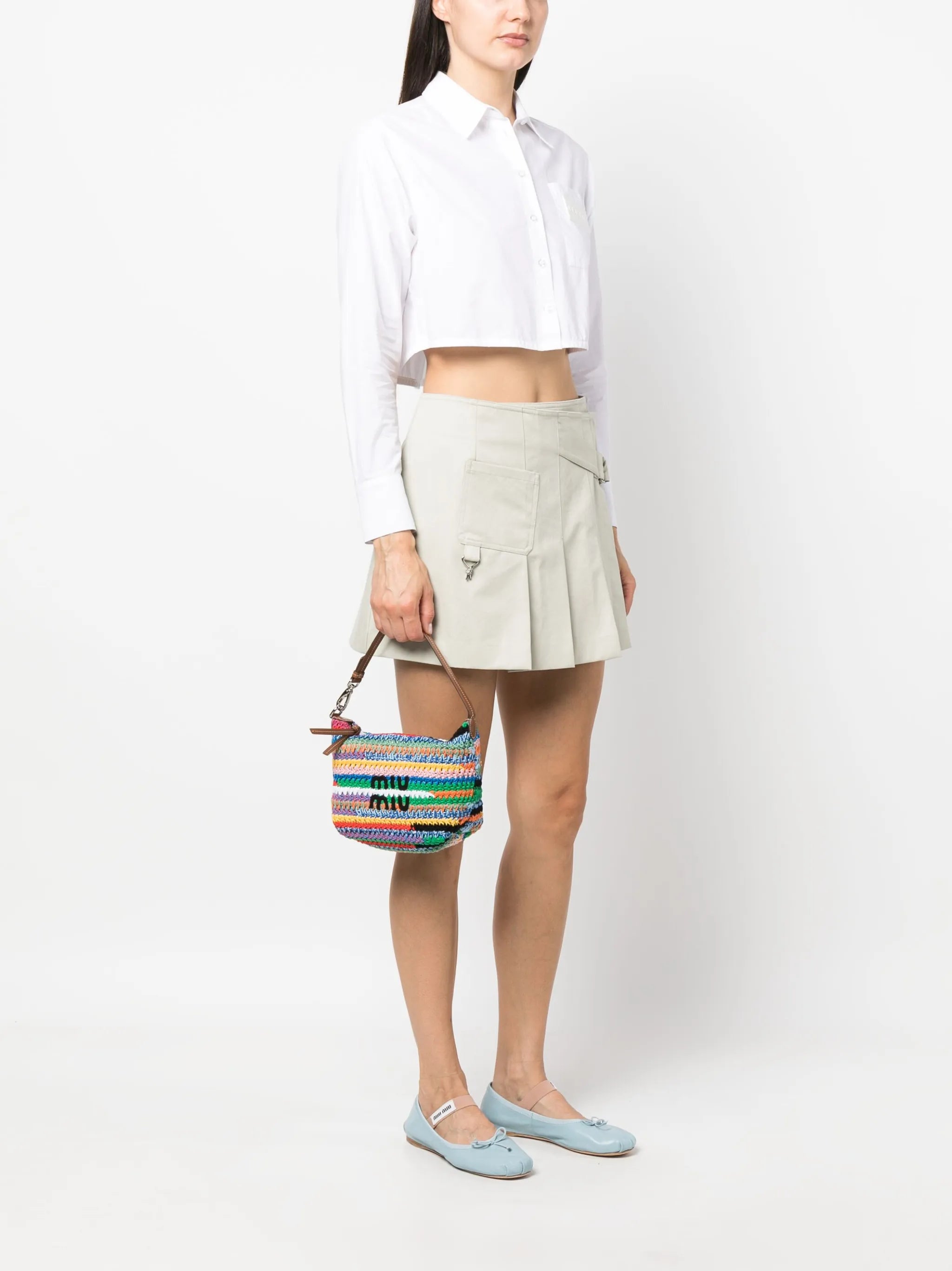 colour-block crochet mini bag