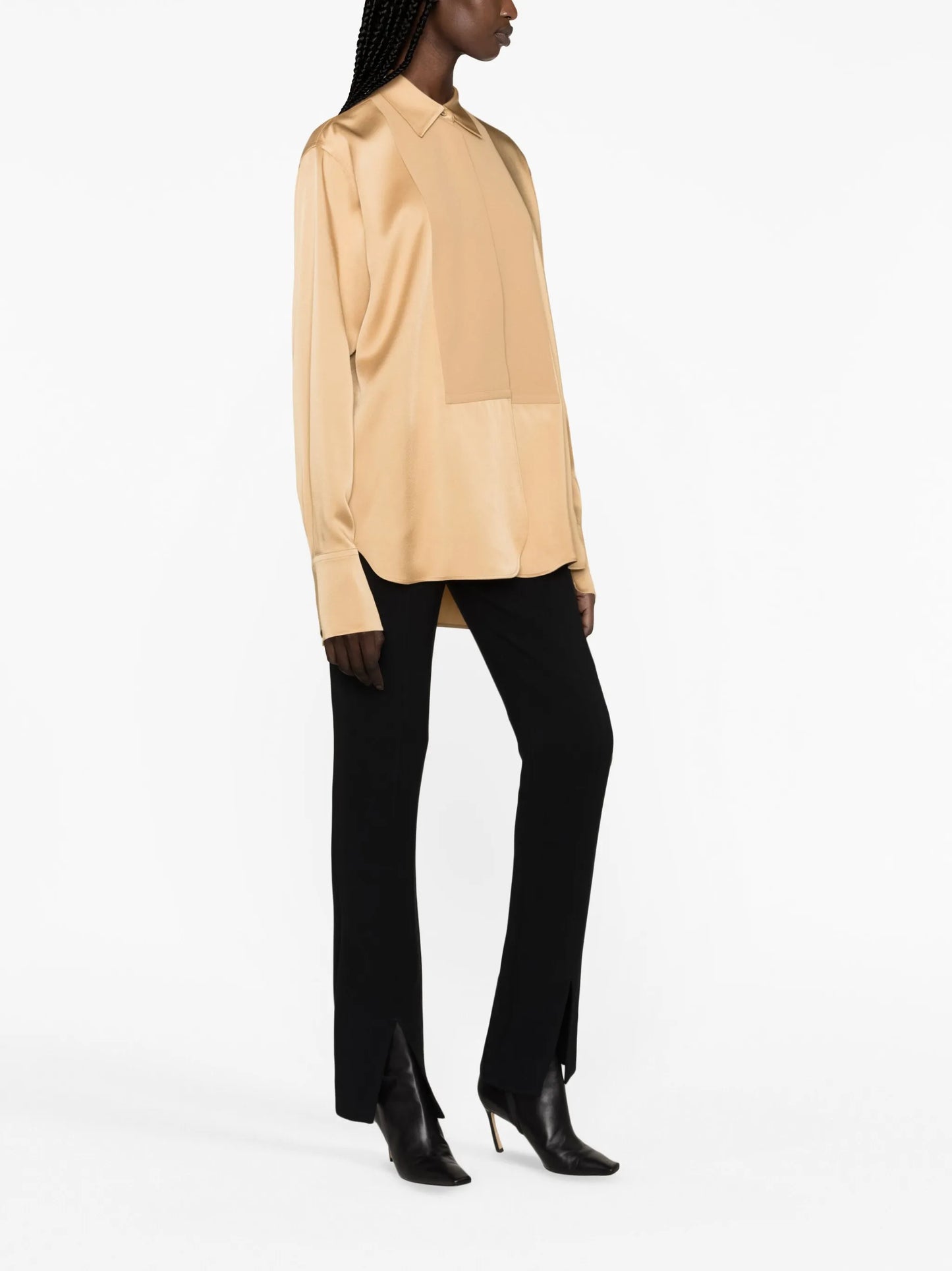 satin-finish panelled shirt