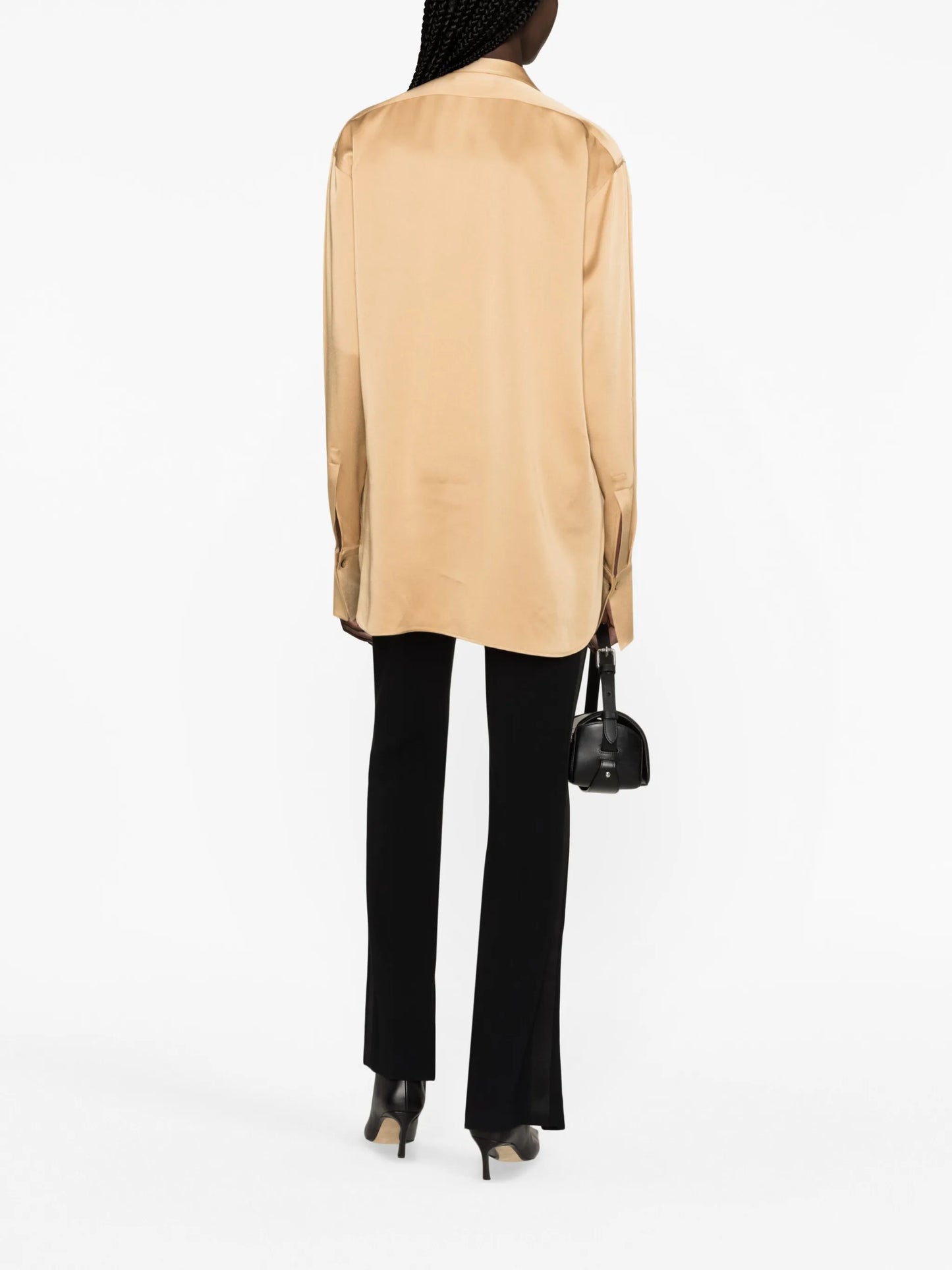 satin-finish panelled shirt