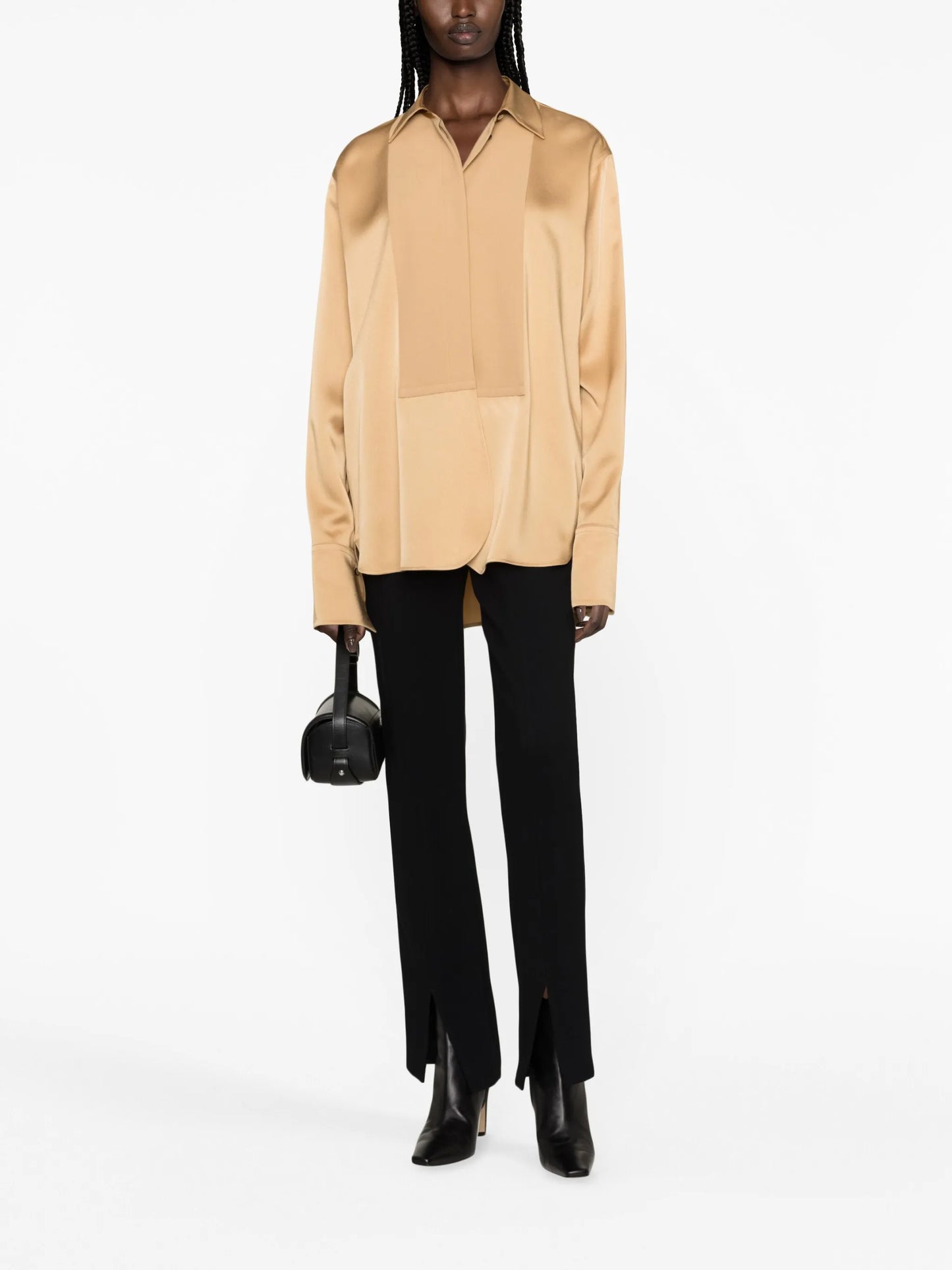 satin-finish panelled shirt