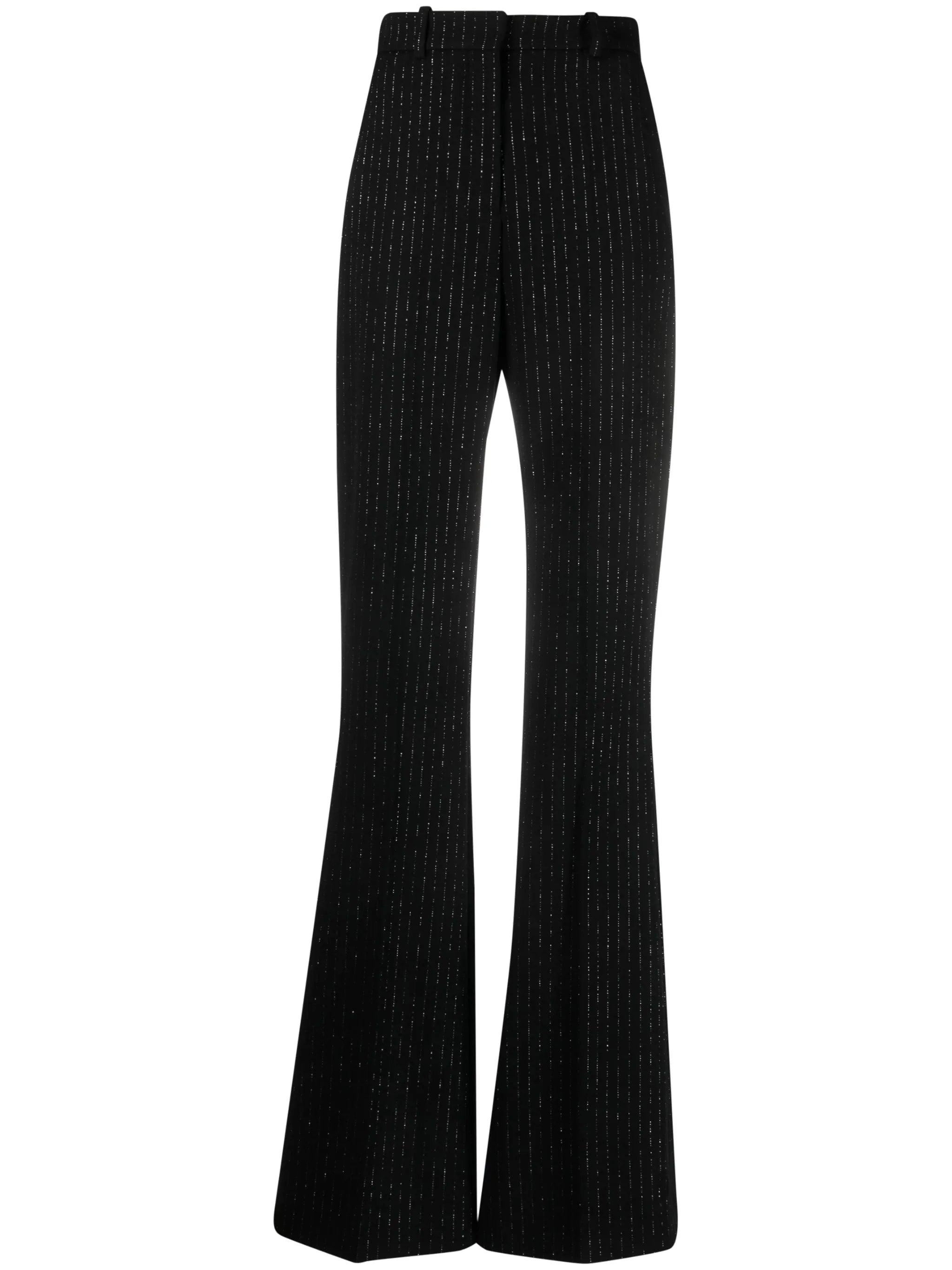 striped wool-blend flared trousers