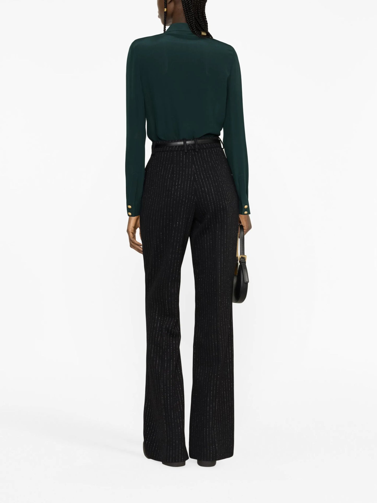 striped wool-blend flared trousers