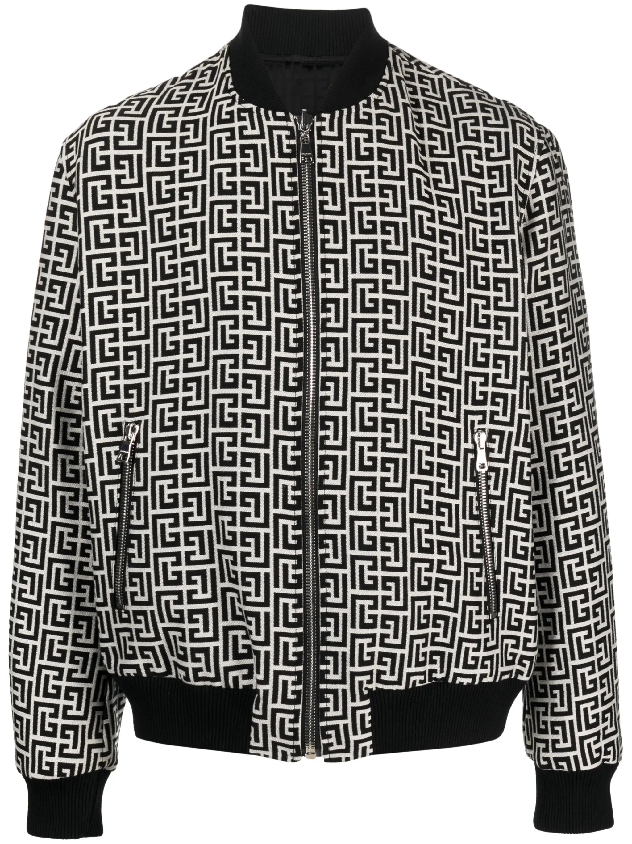 monogram-pattern reversible bomber jacket