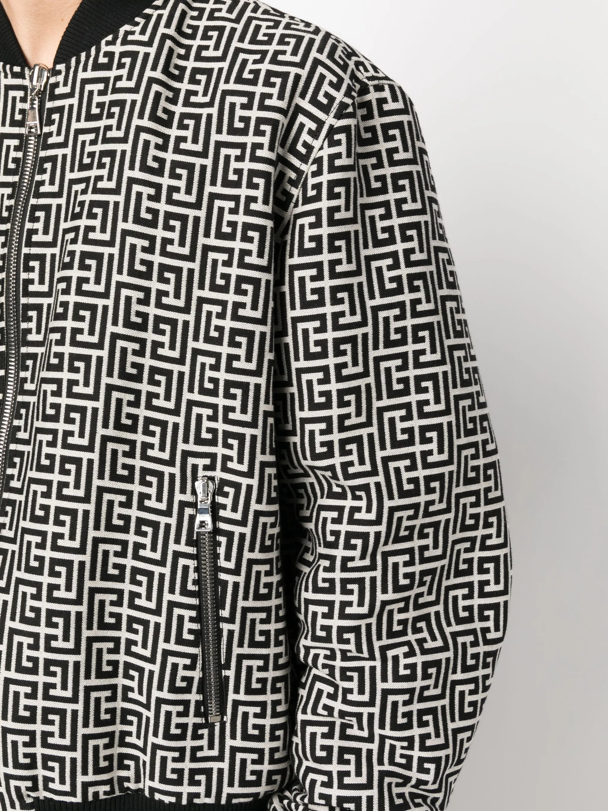 monogram-pattern reversible bomber jacket