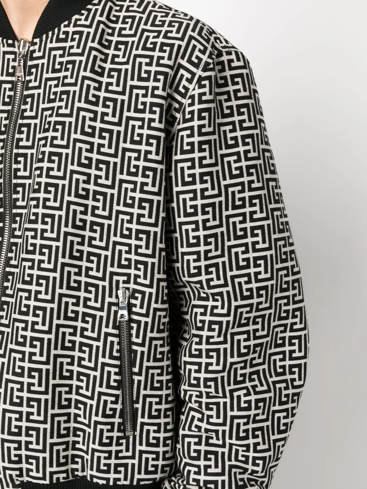 monogram-pattern reversible bomber jacket