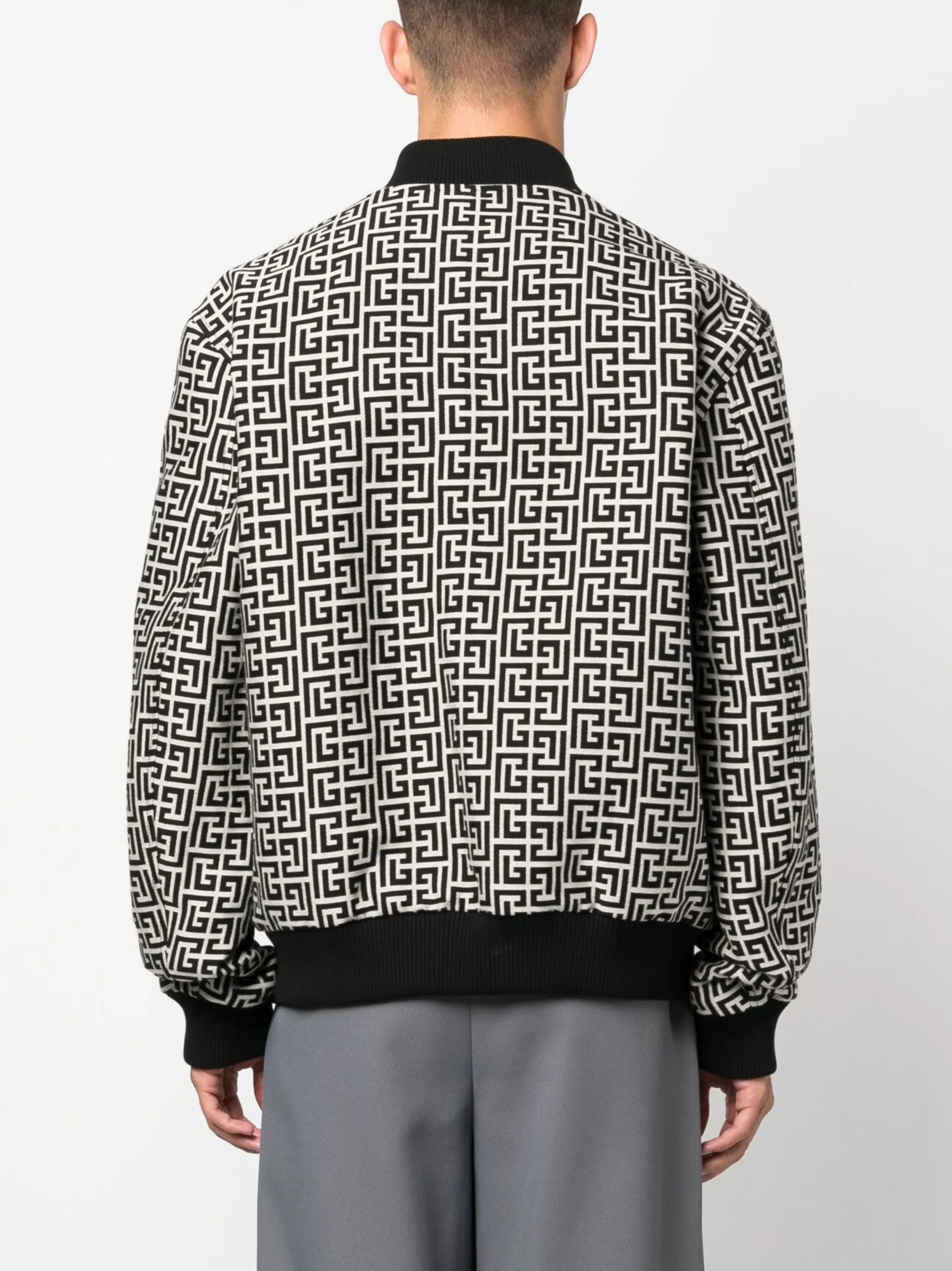monogram-pattern reversible bomber jacket