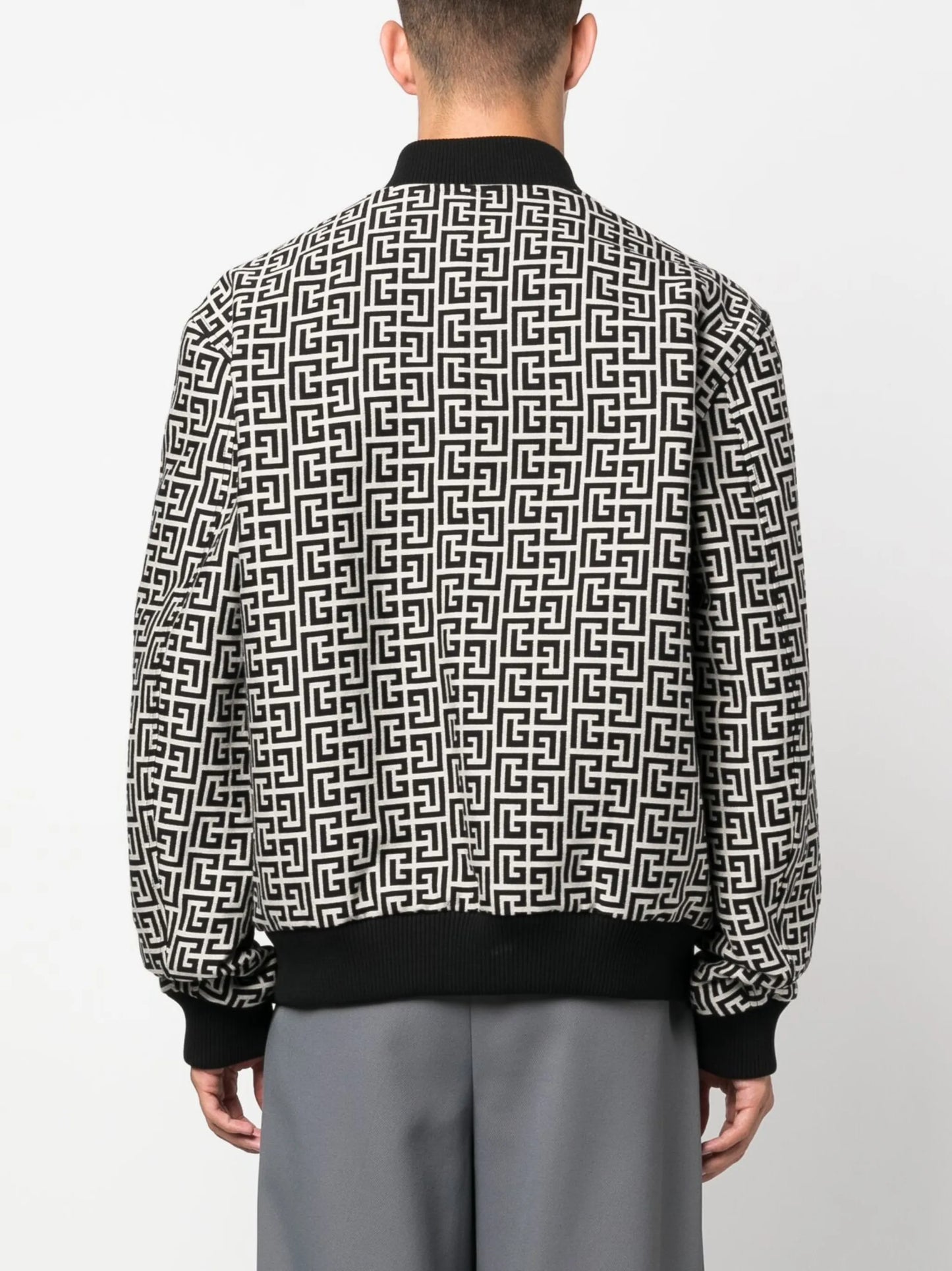 monogram-pattern reversible bomber jacket