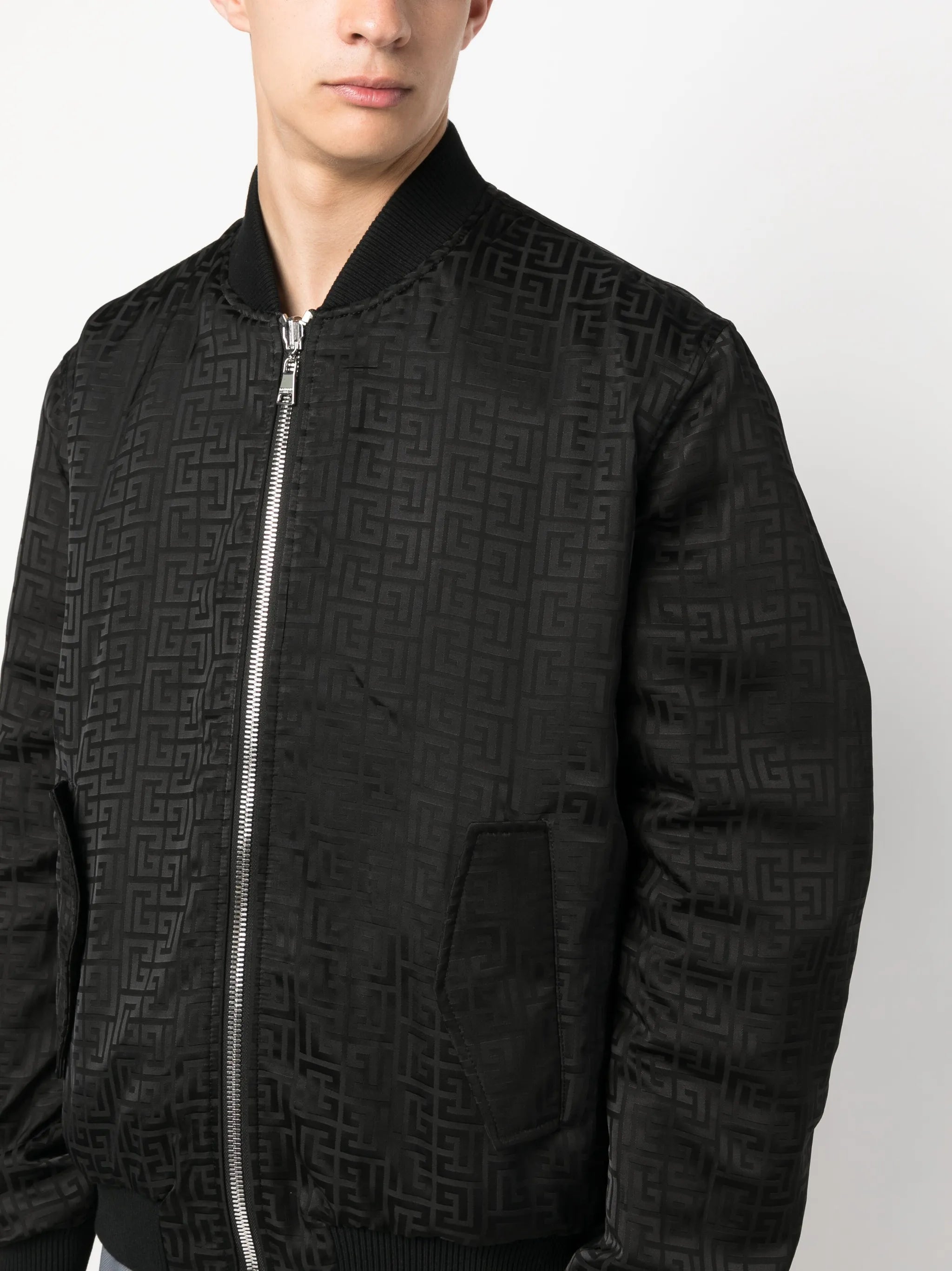 monogram-pattern reversible bomber jacket