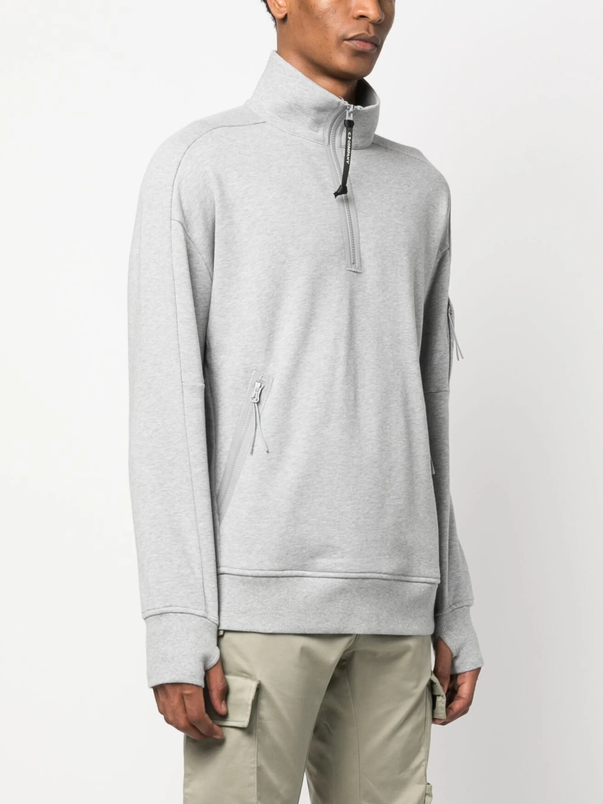 Lens-detail jersey-fleece jumper