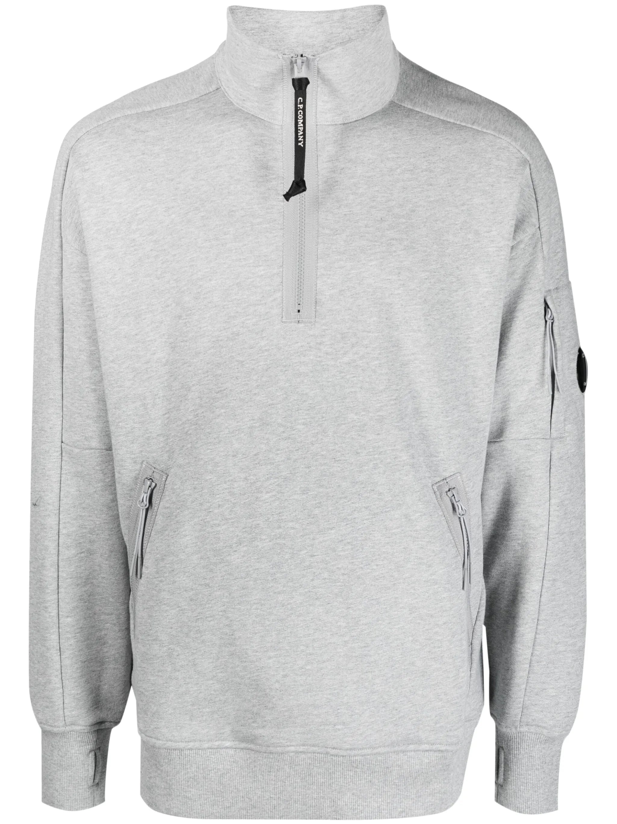 Lens-detail jersey-fleece jumper