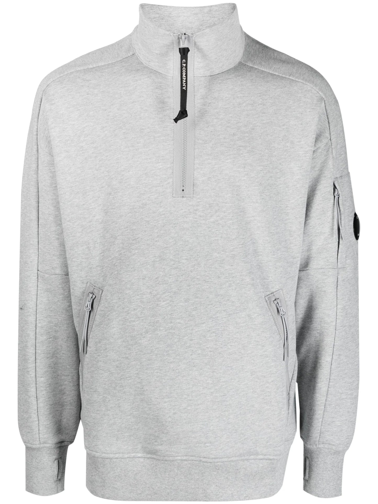 Lens-detail jersey-fleece jumper