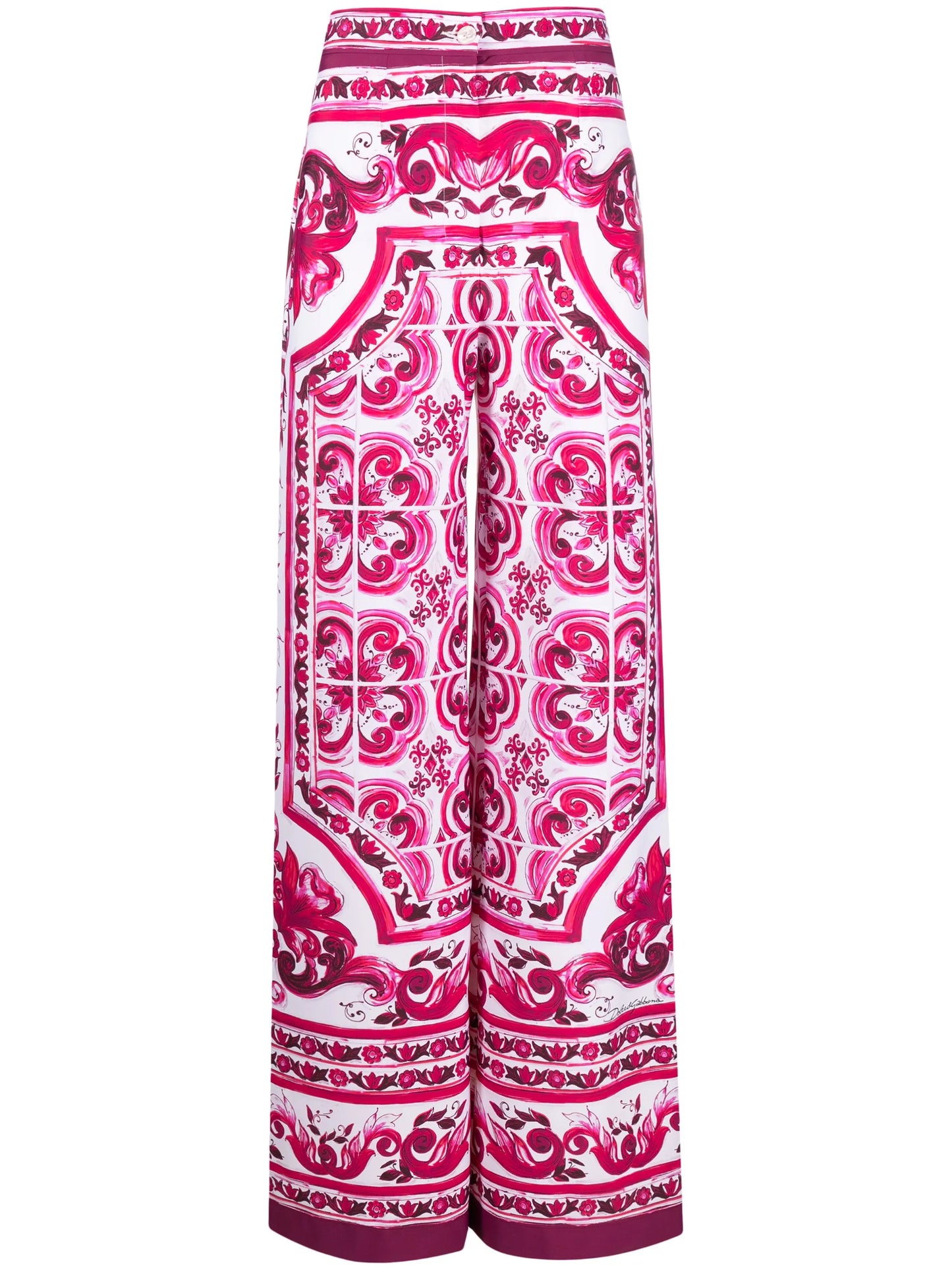 Majolica-print wide-leg trousers