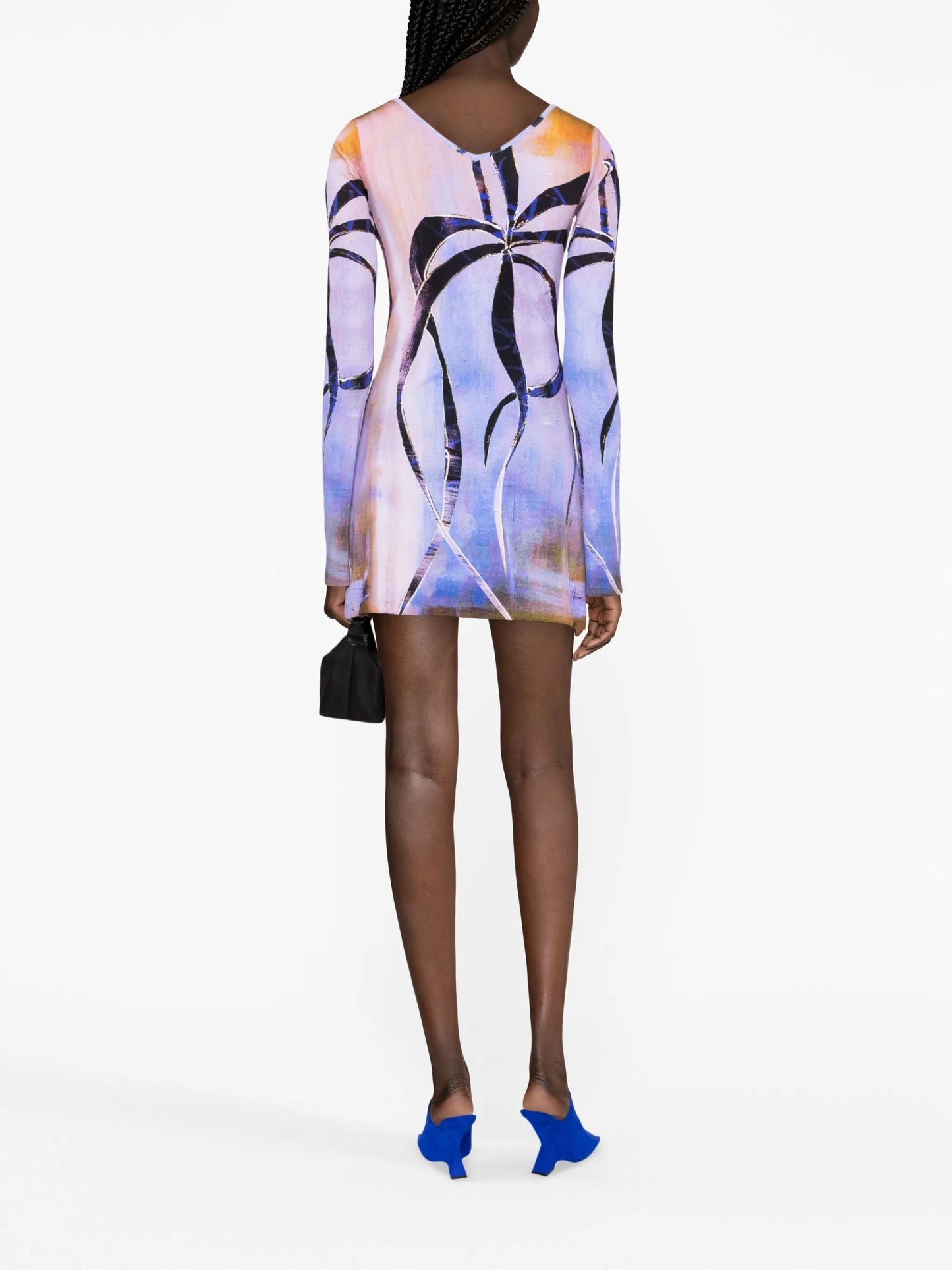 Enigma-print ribbed-knit minidress