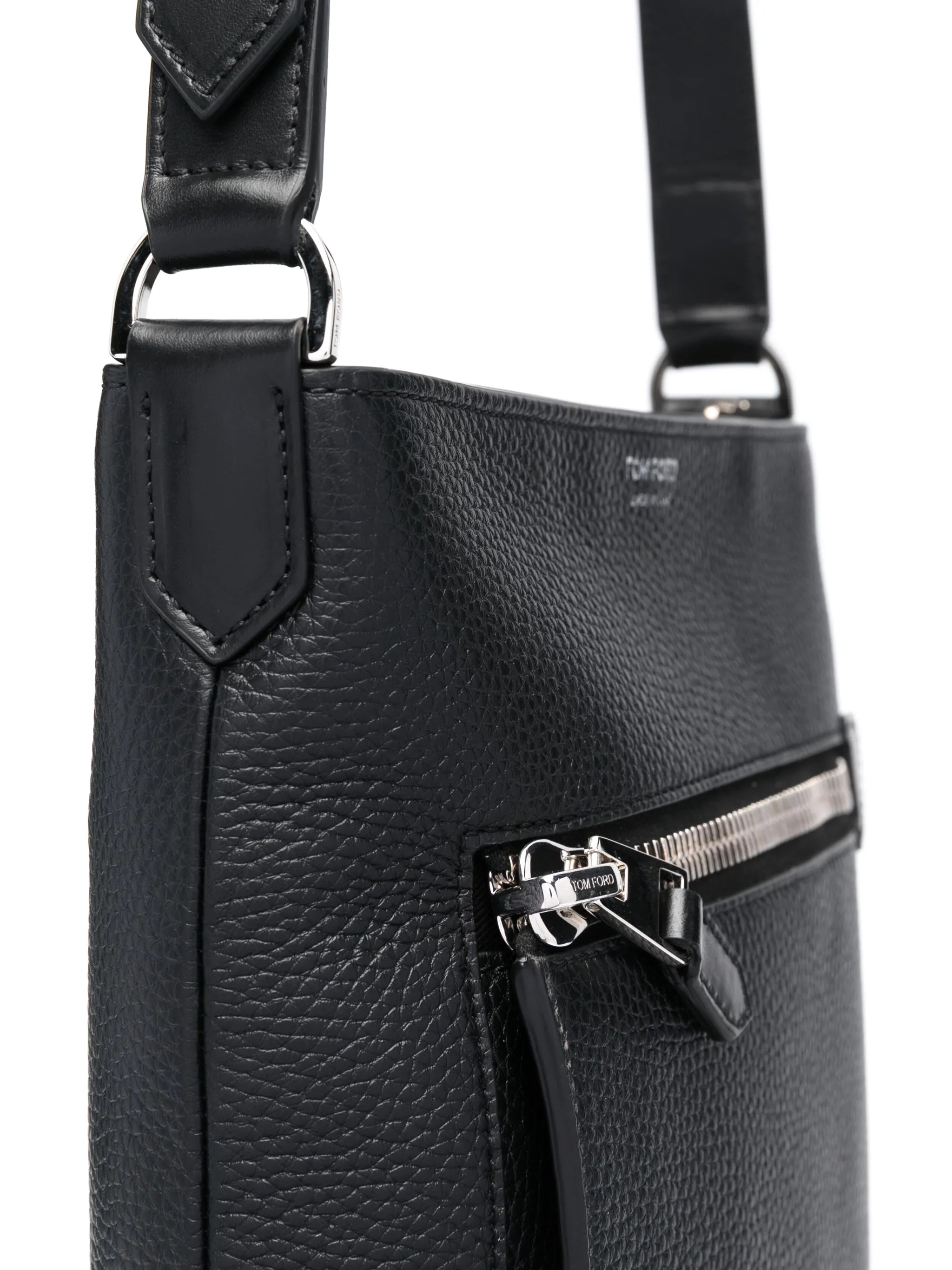 logo-print leather messenger bag