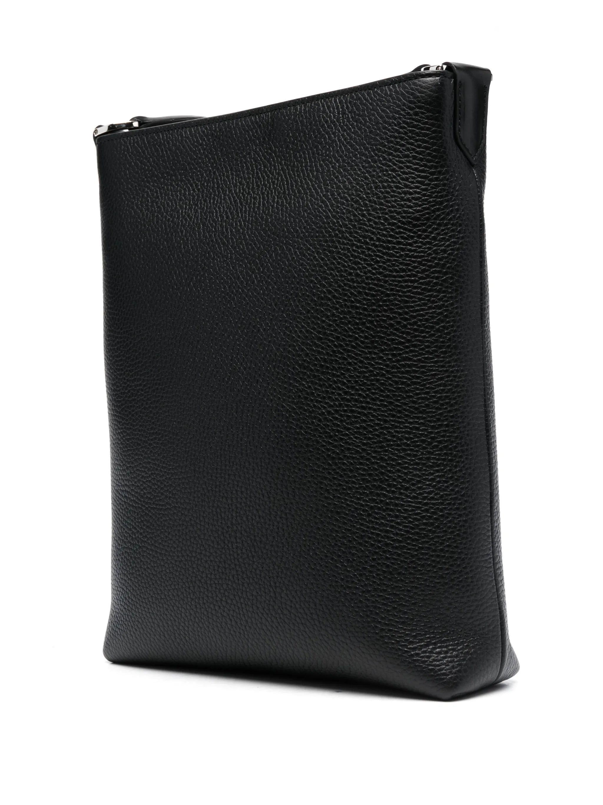 logo-print leather messenger bag