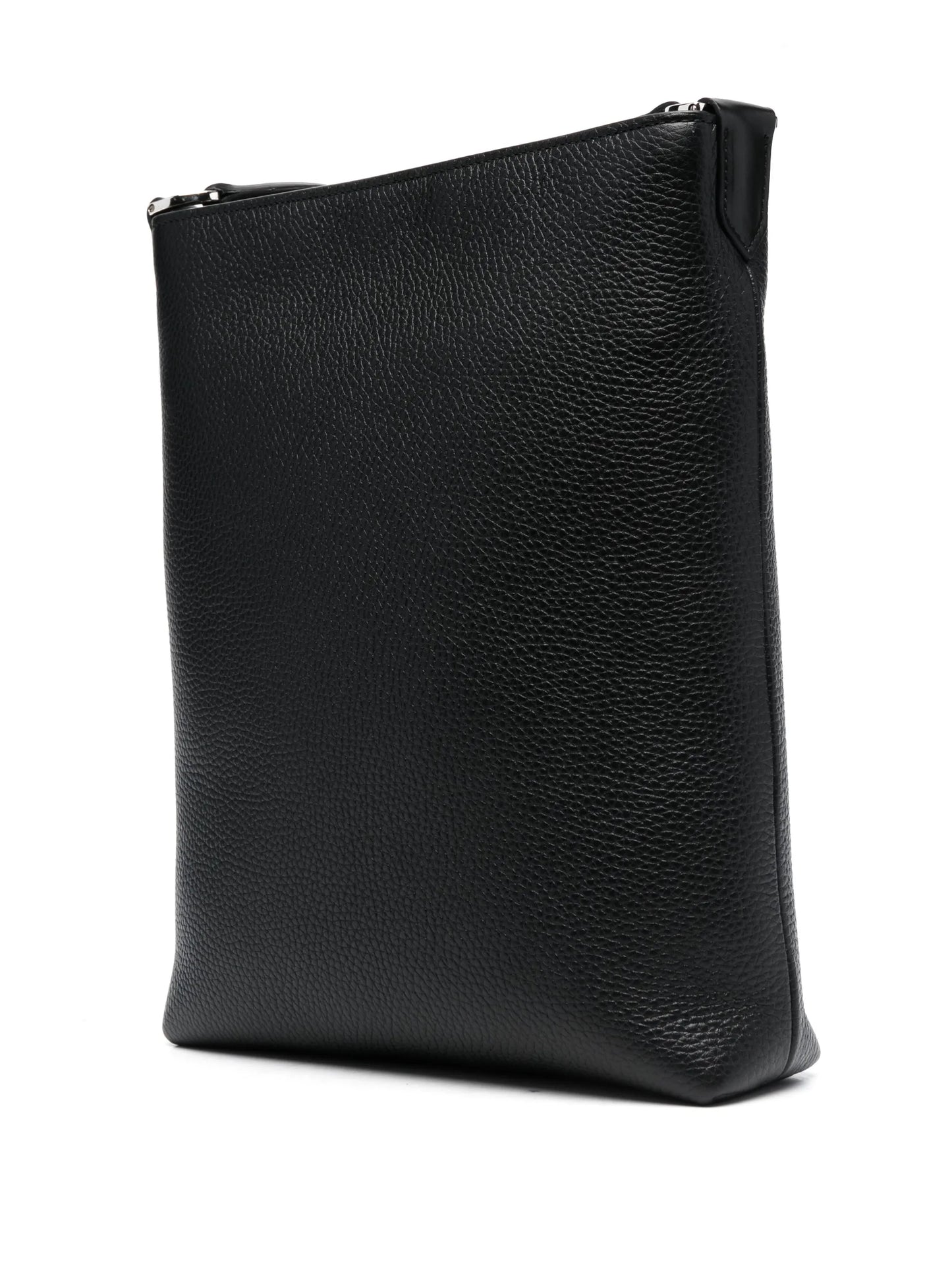 logo-print leather messenger bag