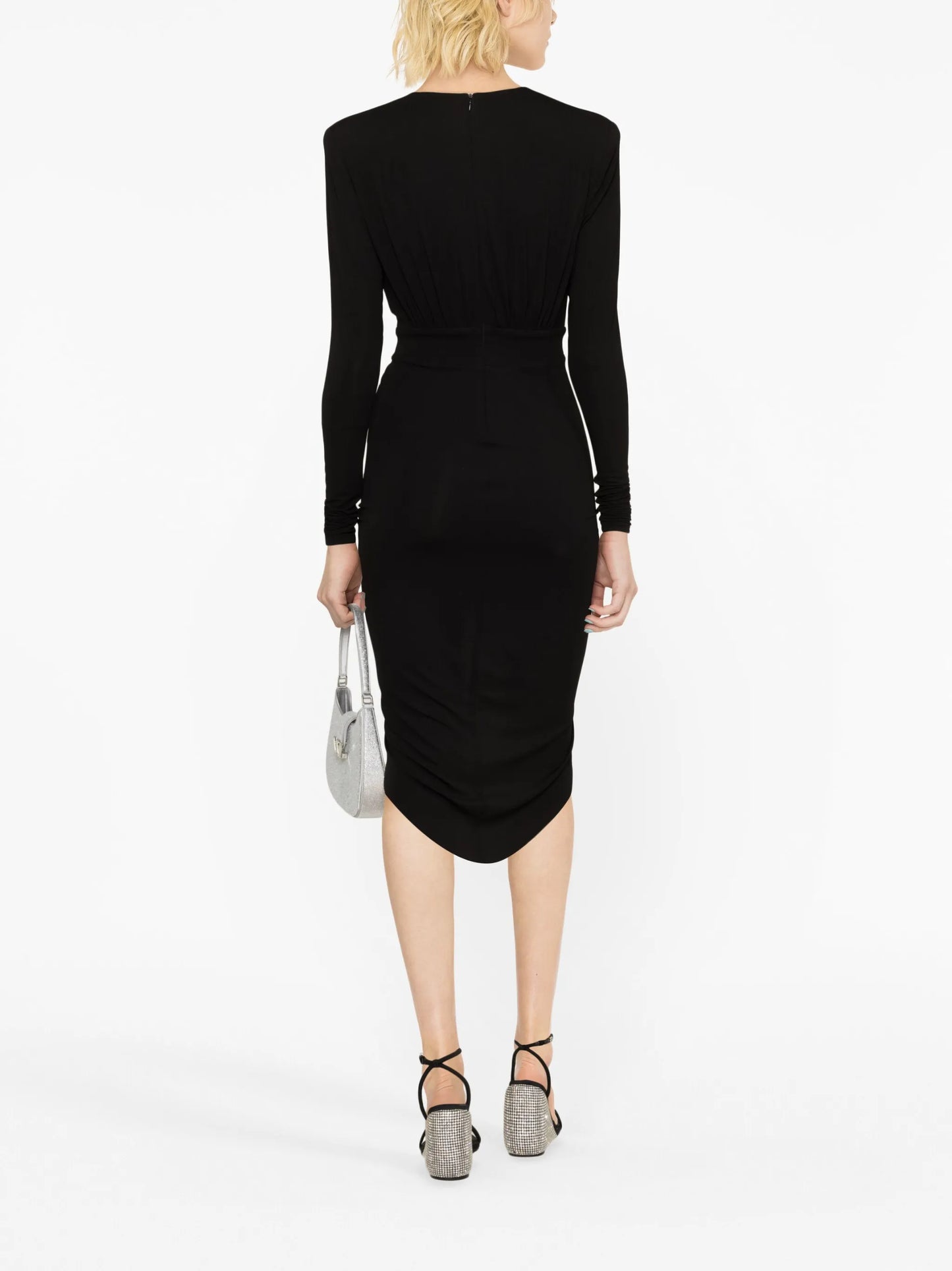 gathered midi dress