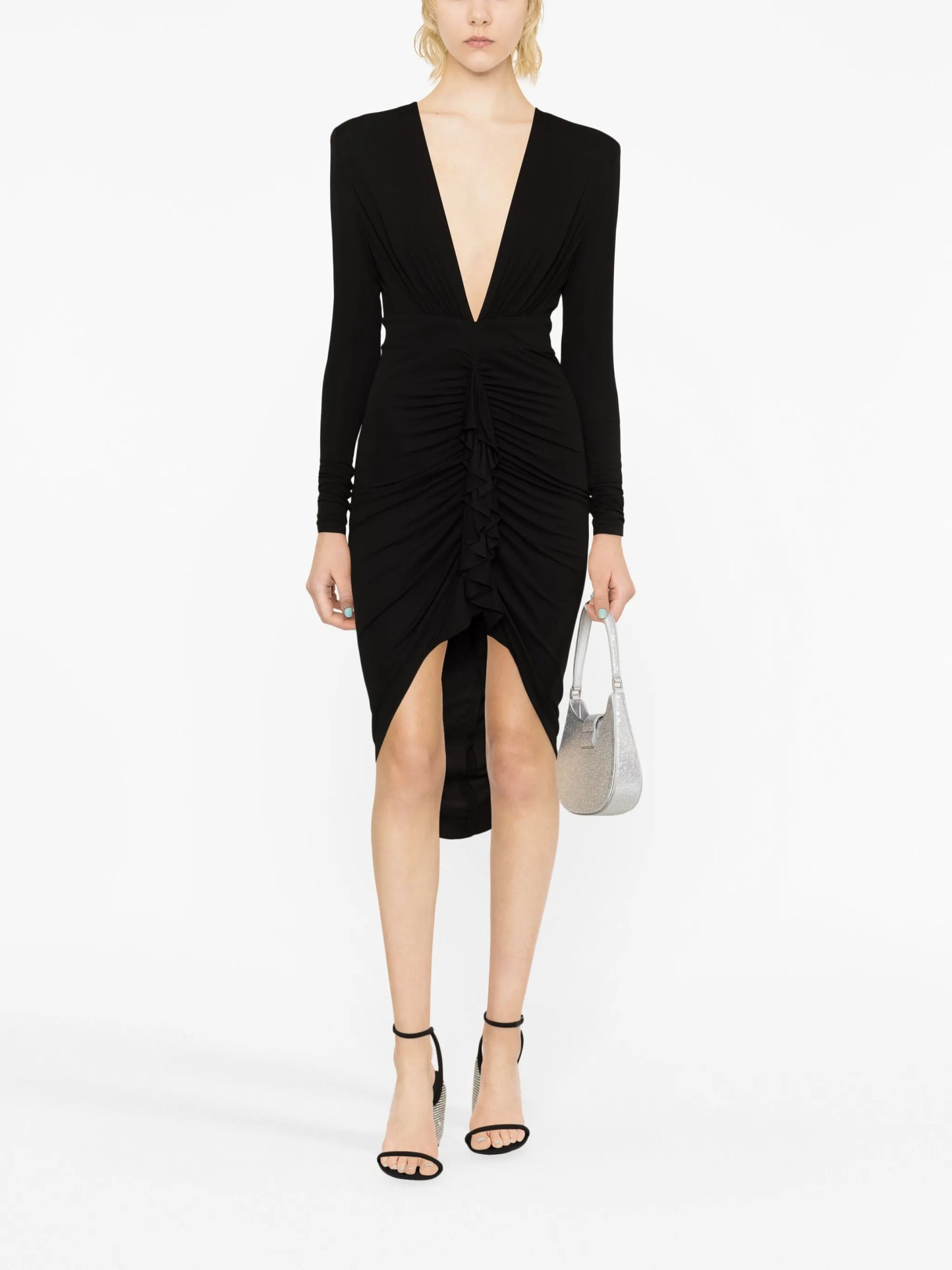 gathered midi dress