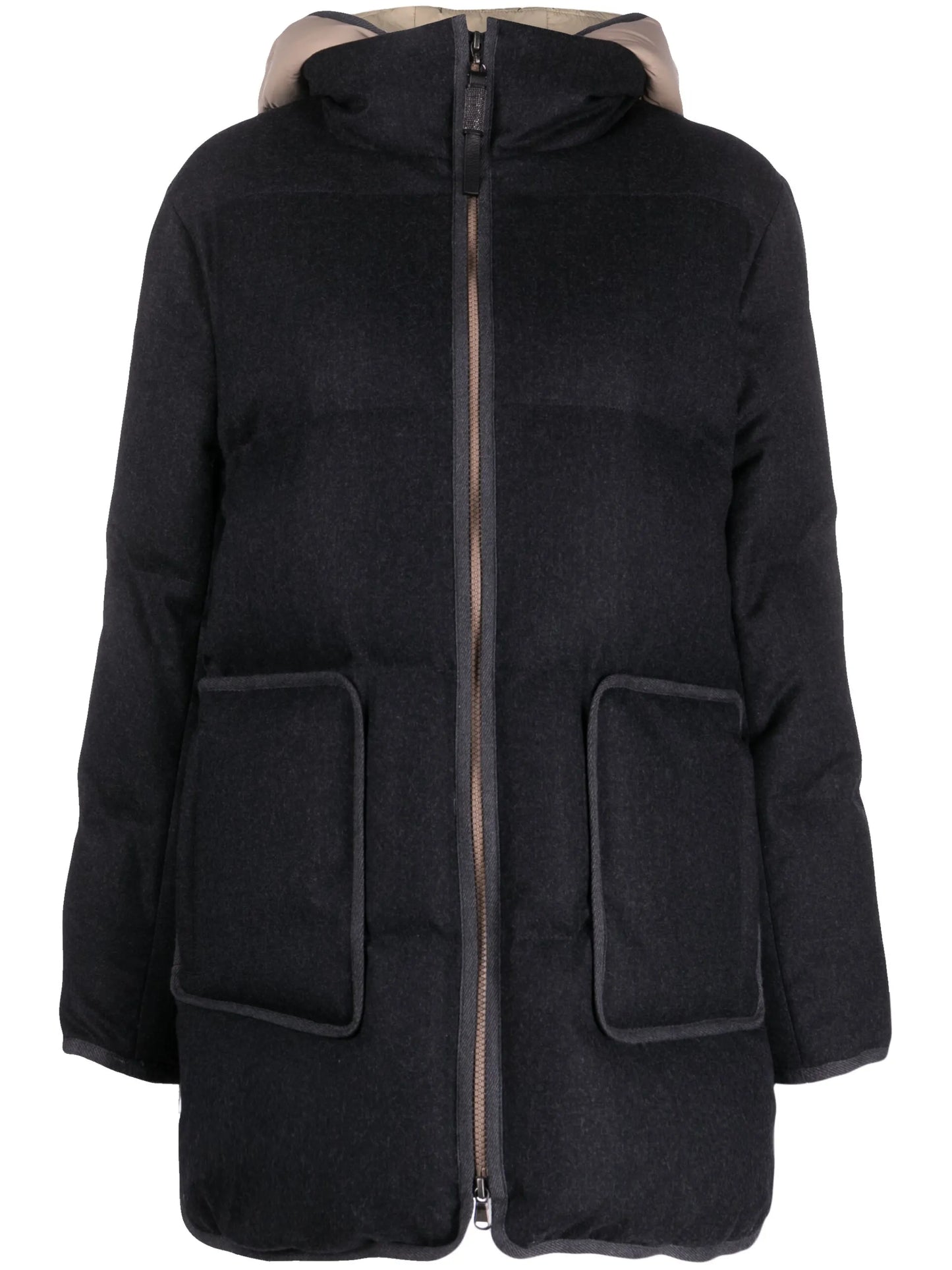 quilted hooded wool jacket
