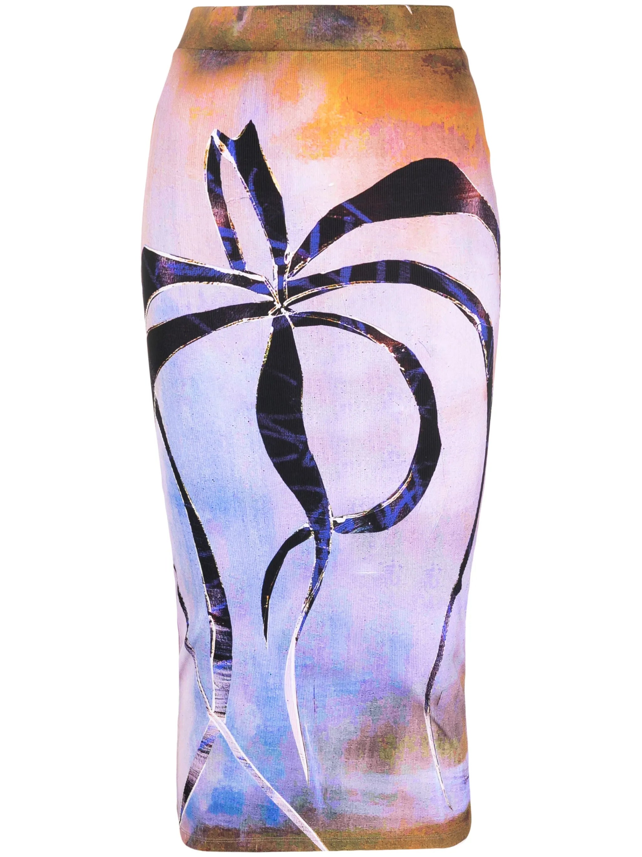 Enigma-print jersey midi skirt
