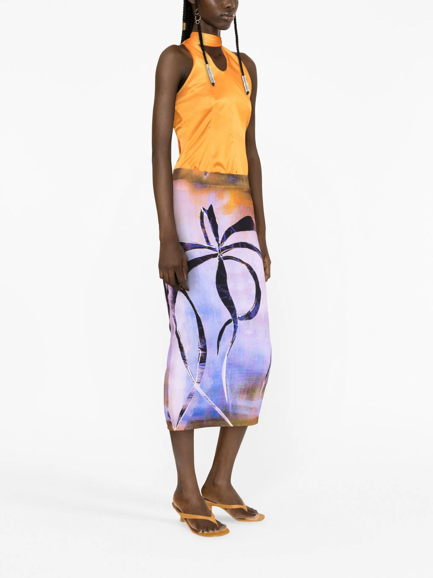 Enigma-print jersey midi skirt
