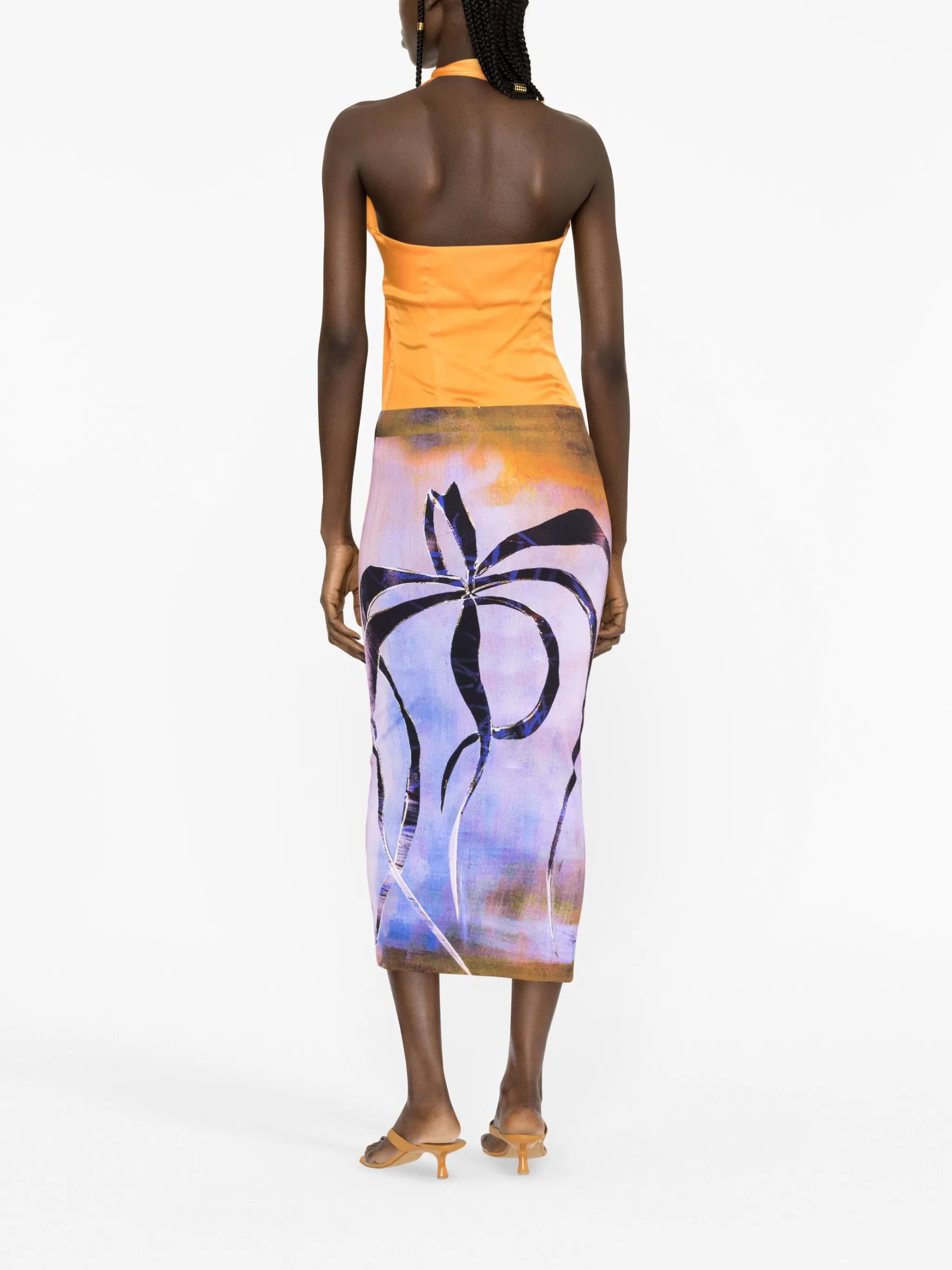 Enigma-print jersey midi skirt
