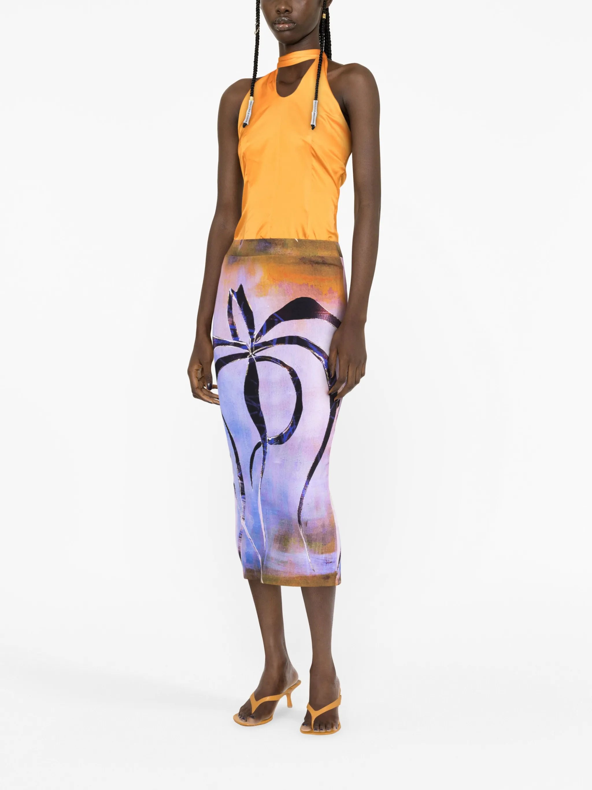 Enigma-print jersey midi skirt