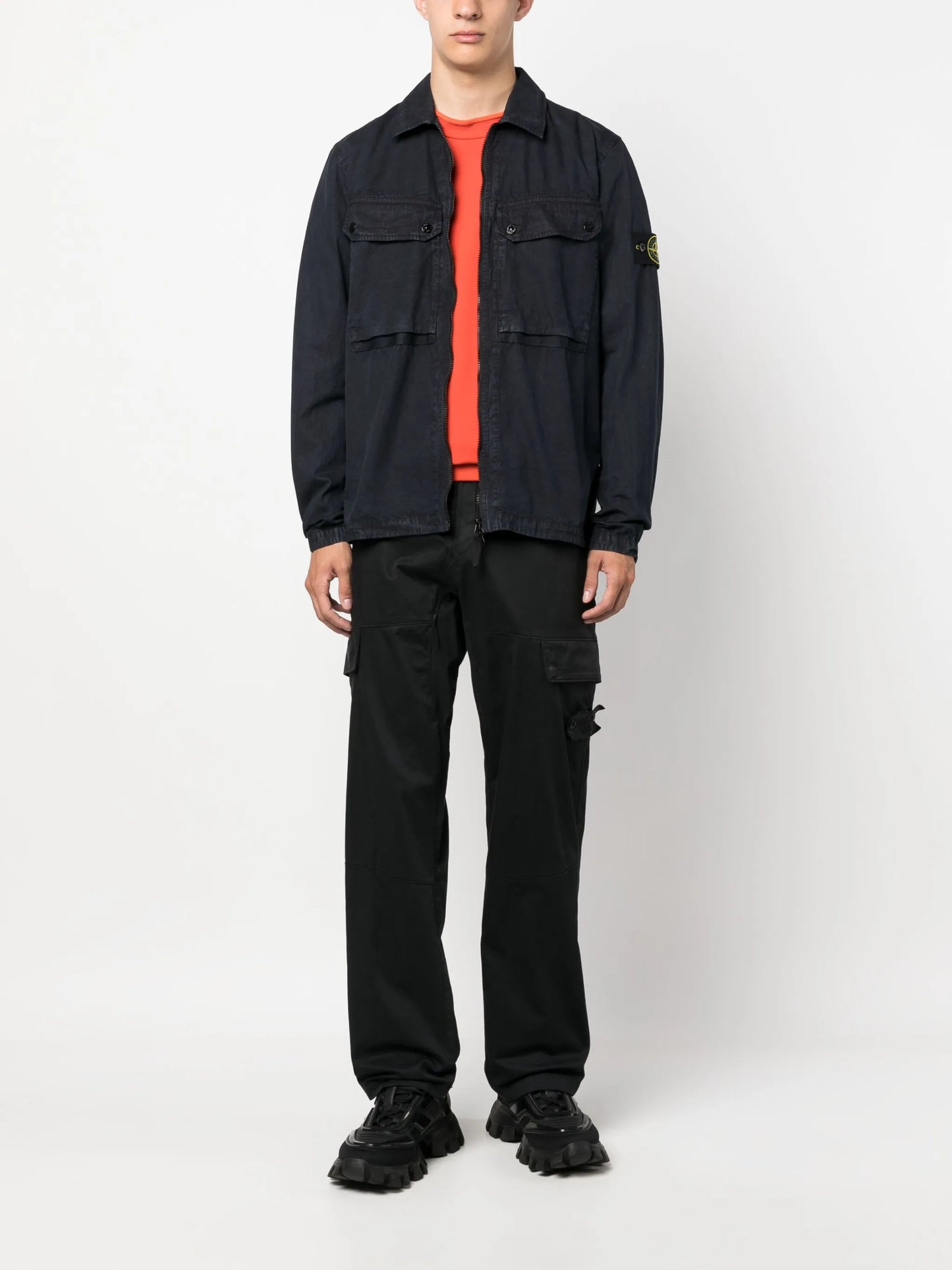 Compass-patch shirt jacket