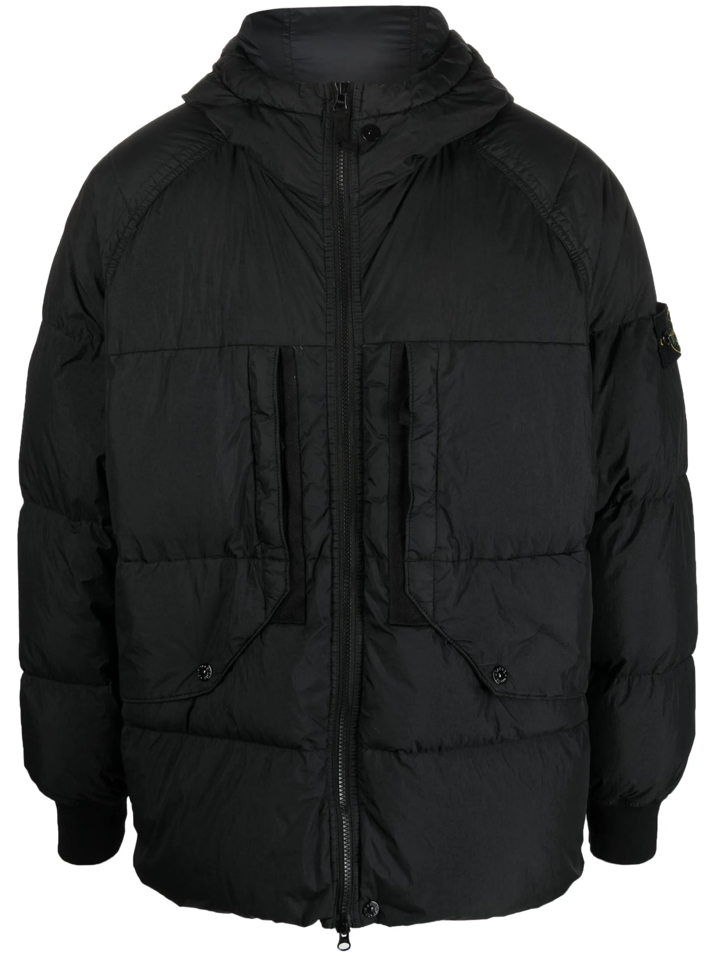 Compass-patch puffer jacket