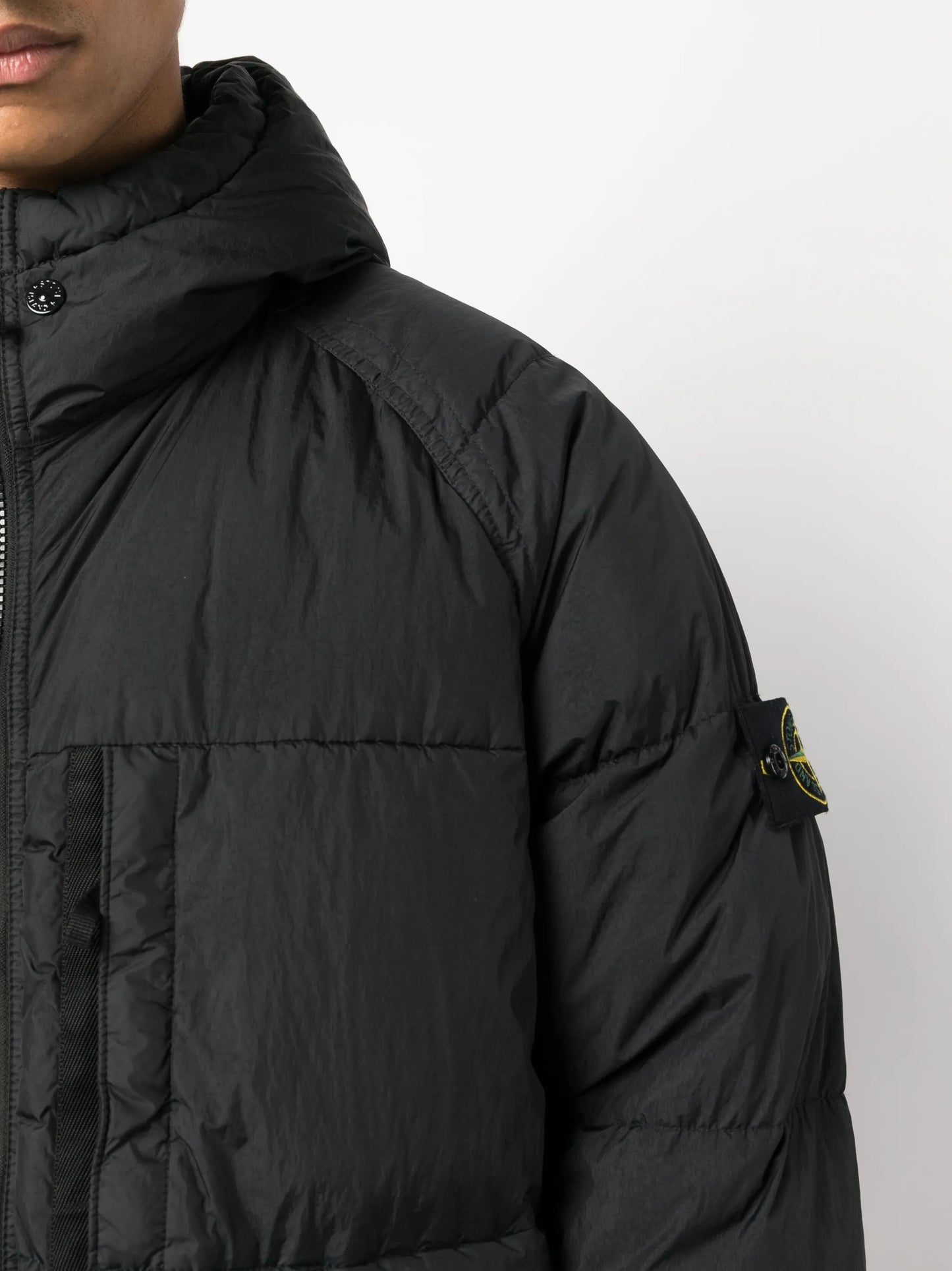 Compass-patch puffer jacket