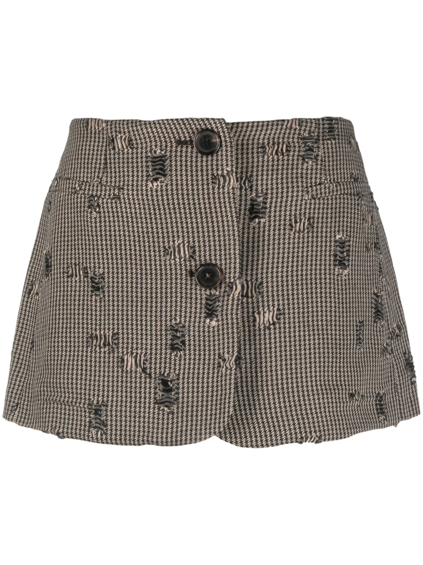 houndstooth-pattern distressed miniskirt