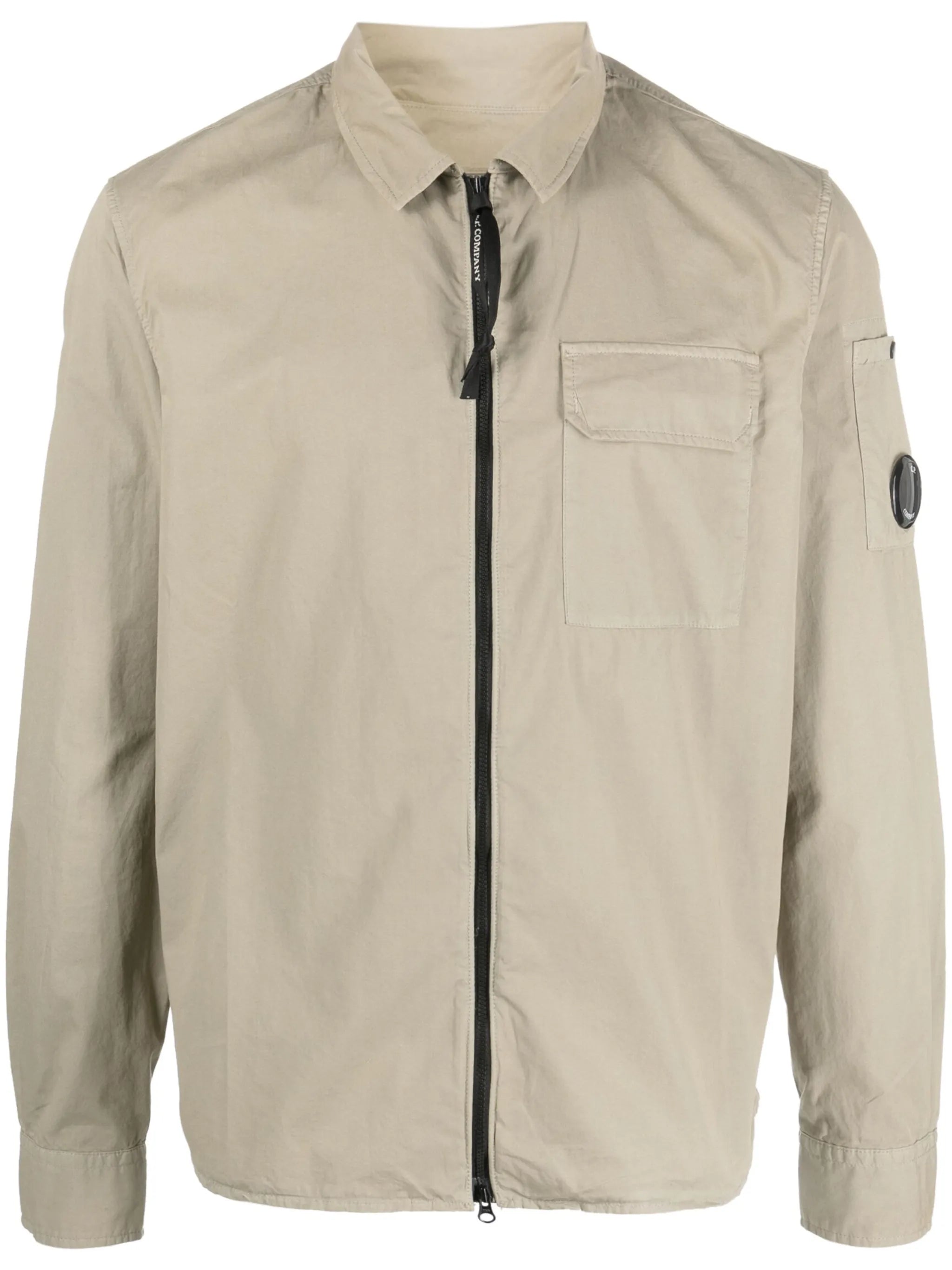 logo-patch zip-up shirt jacket