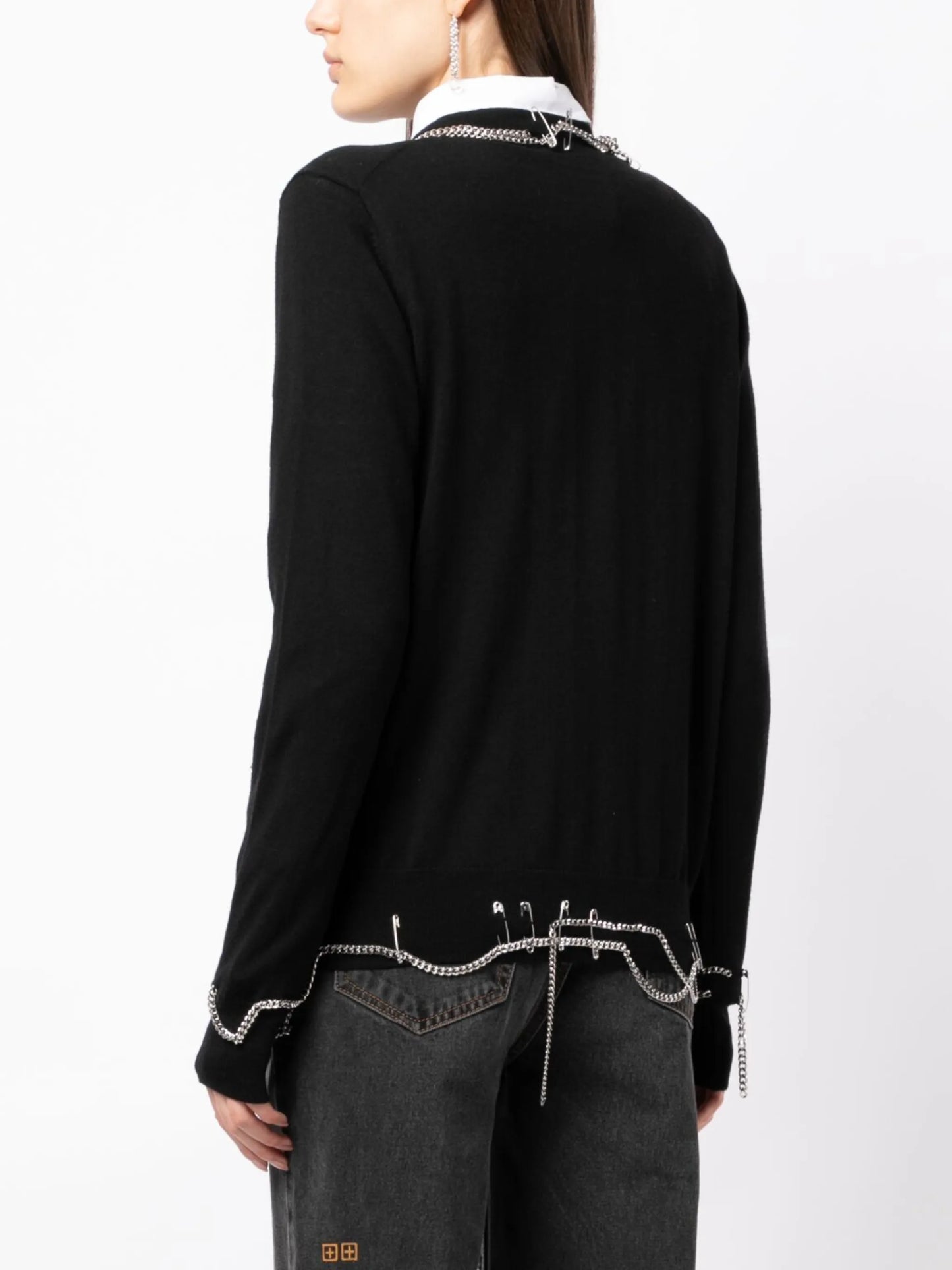 Chain Embellished merino wool cardigan