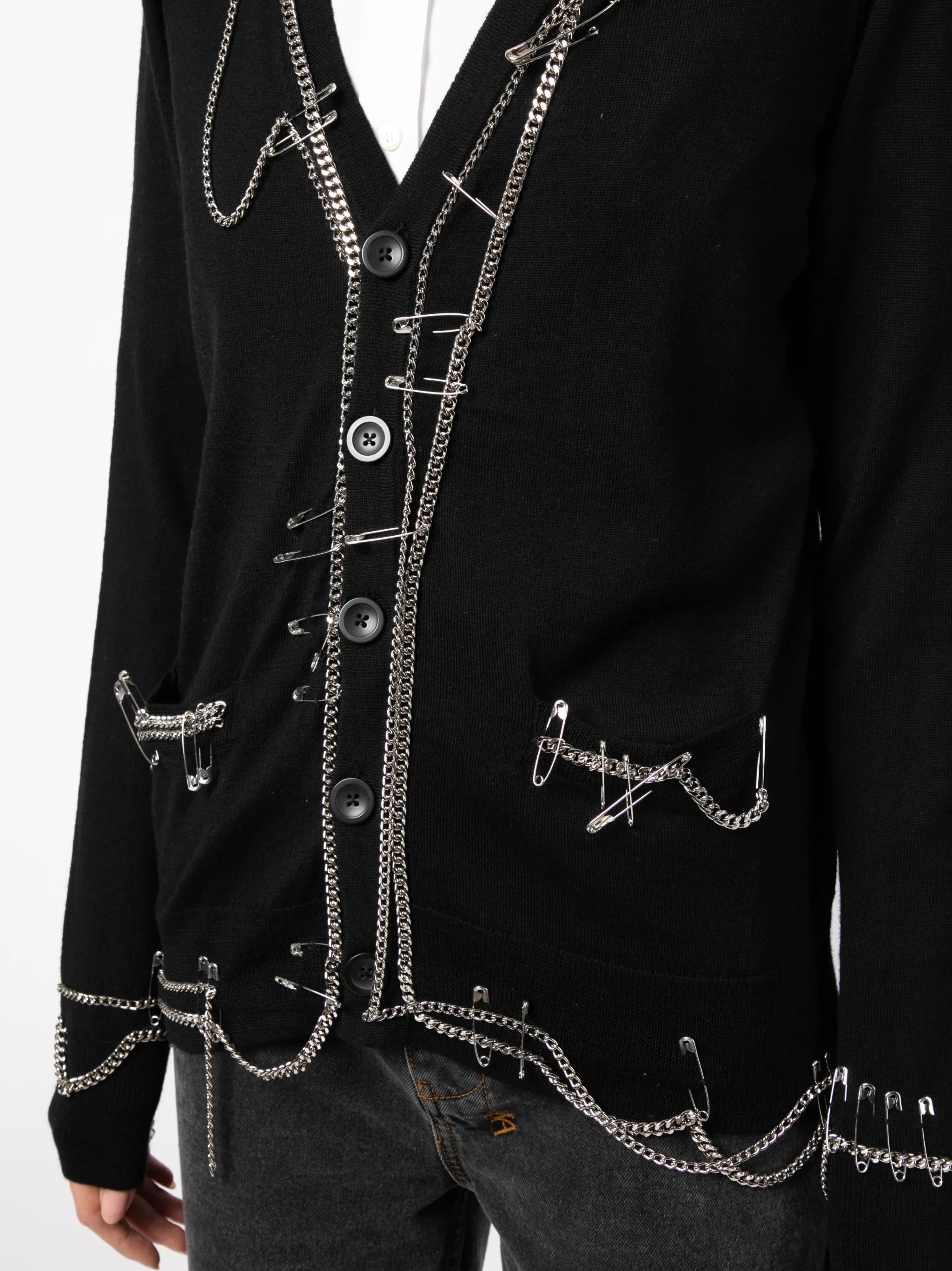 Chain Embellished merino wool cardigan