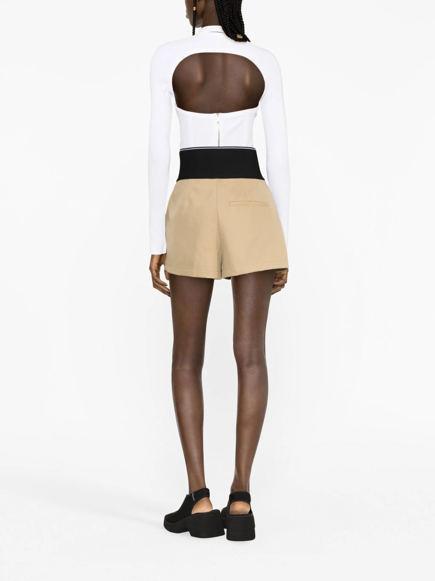 logo-waist pleated shorts
