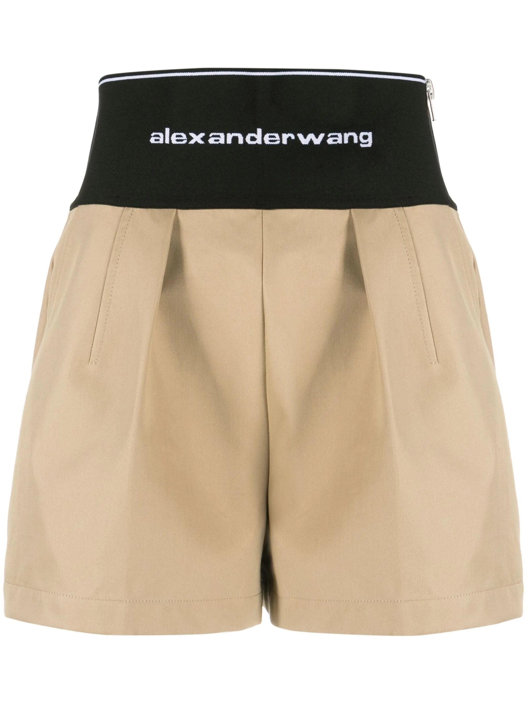 logo-waist pleated shorts