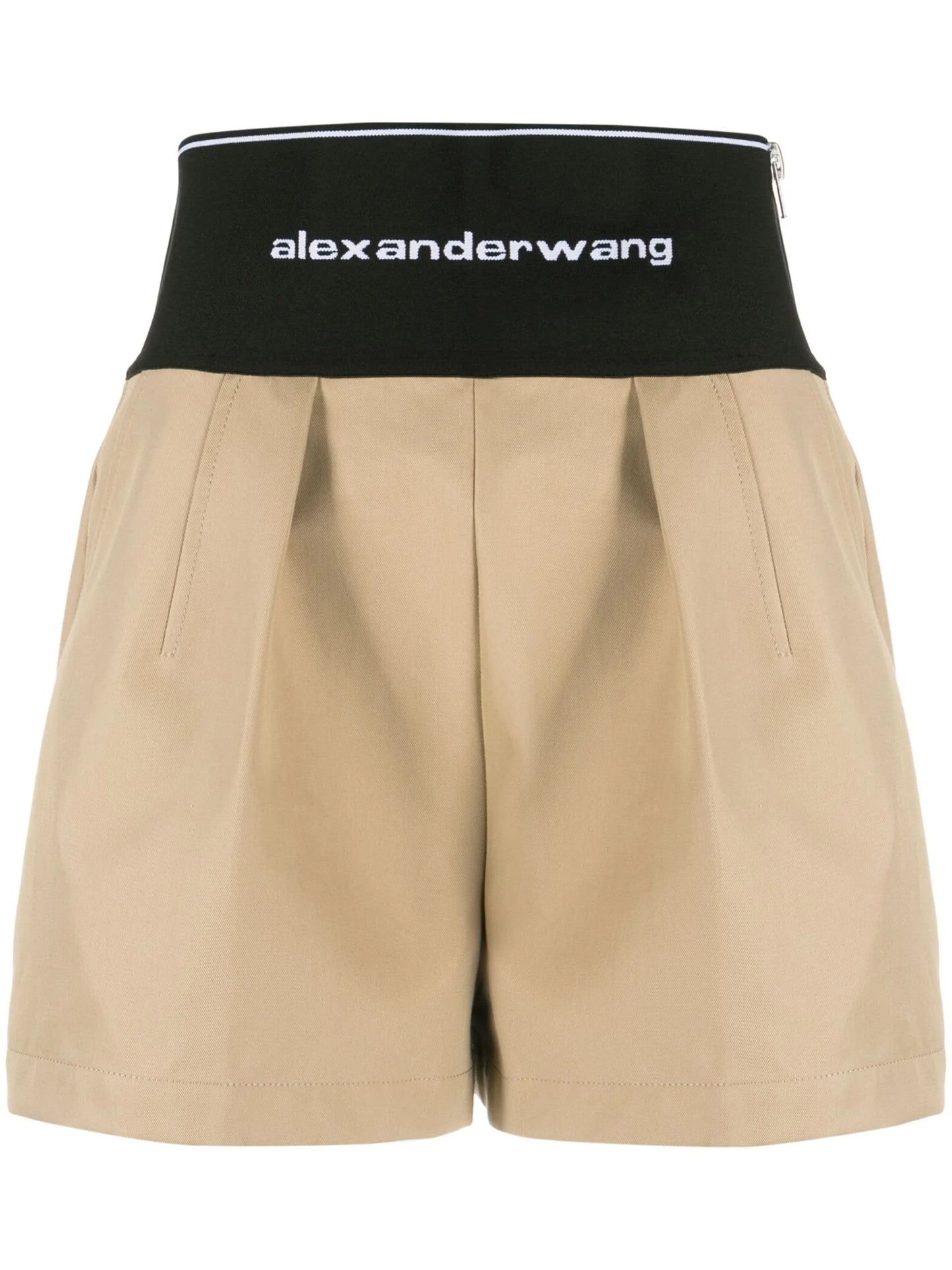 logo-waist pleated shorts
