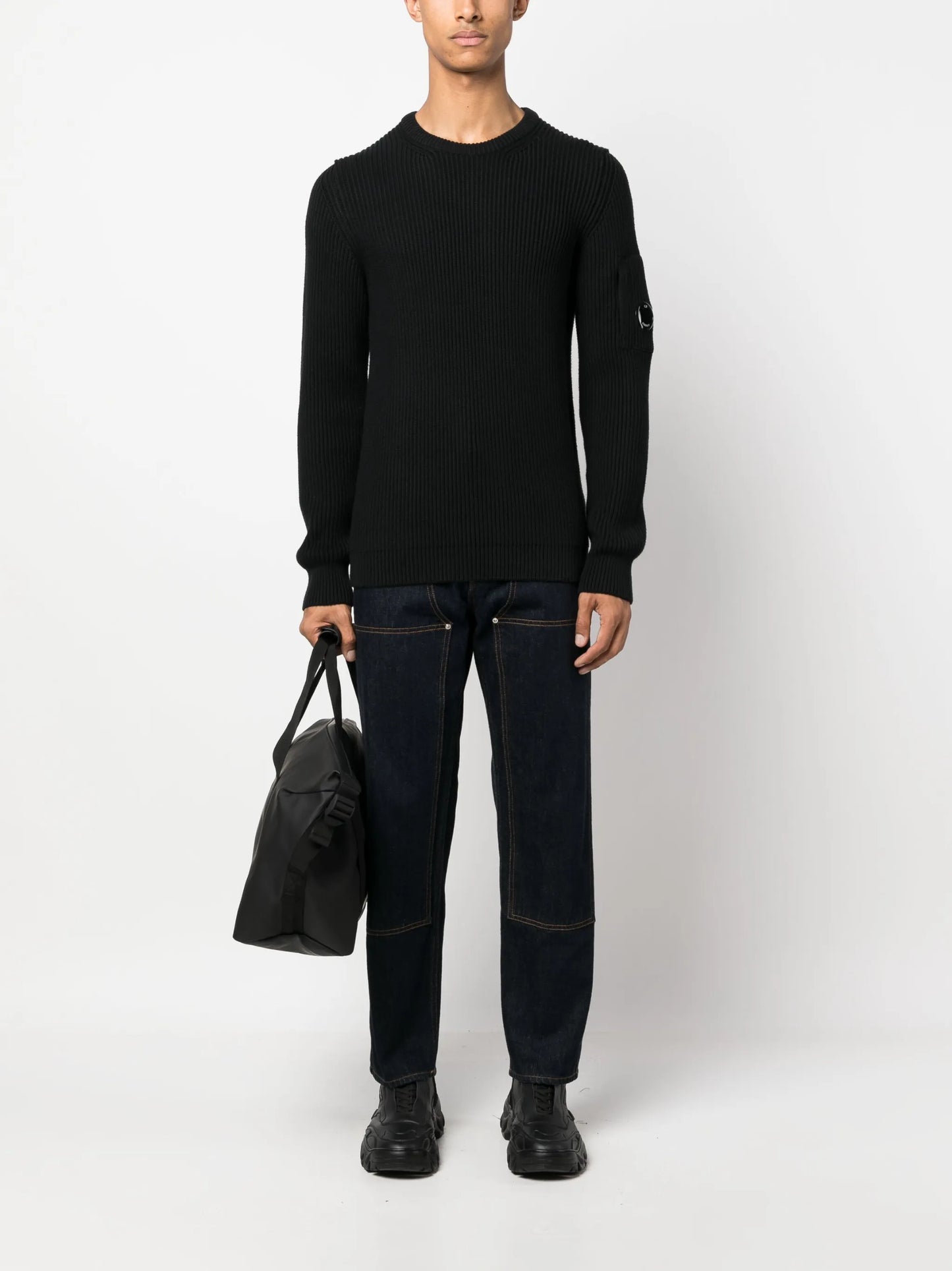 logo-plaque ribbed-knit jumper