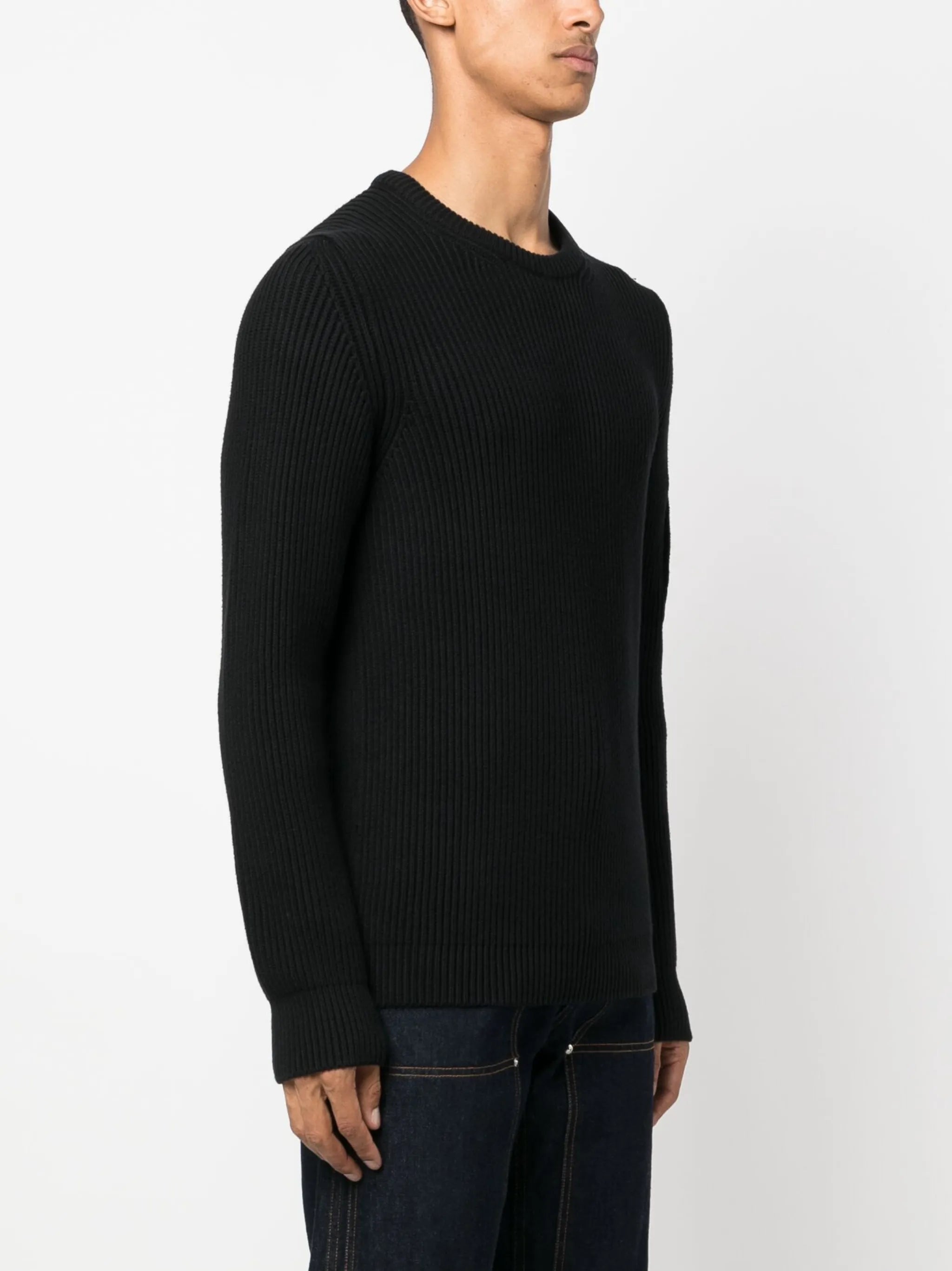 logo-plaque ribbed-knit jumper