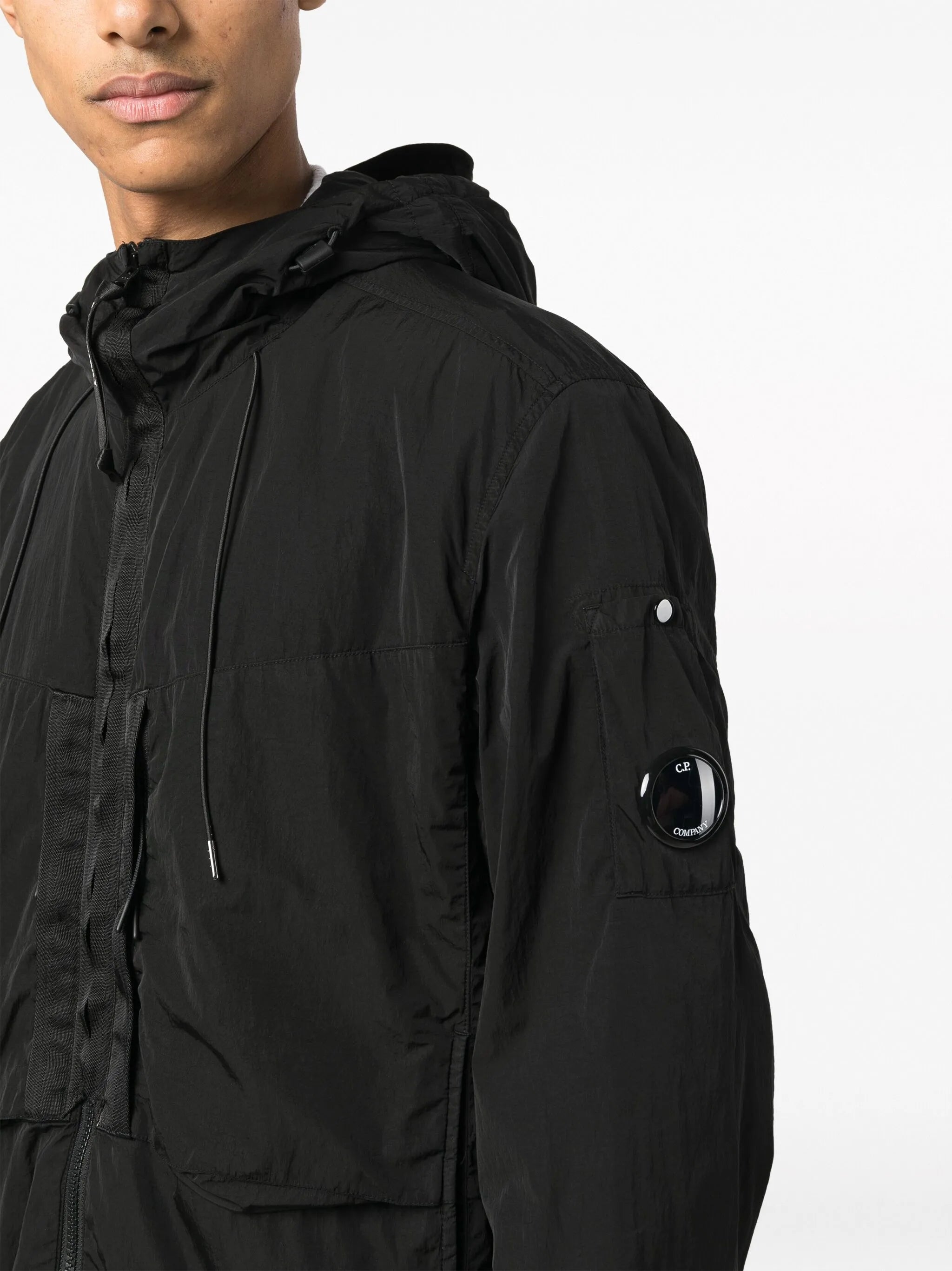 logo-plaque hooded jacket