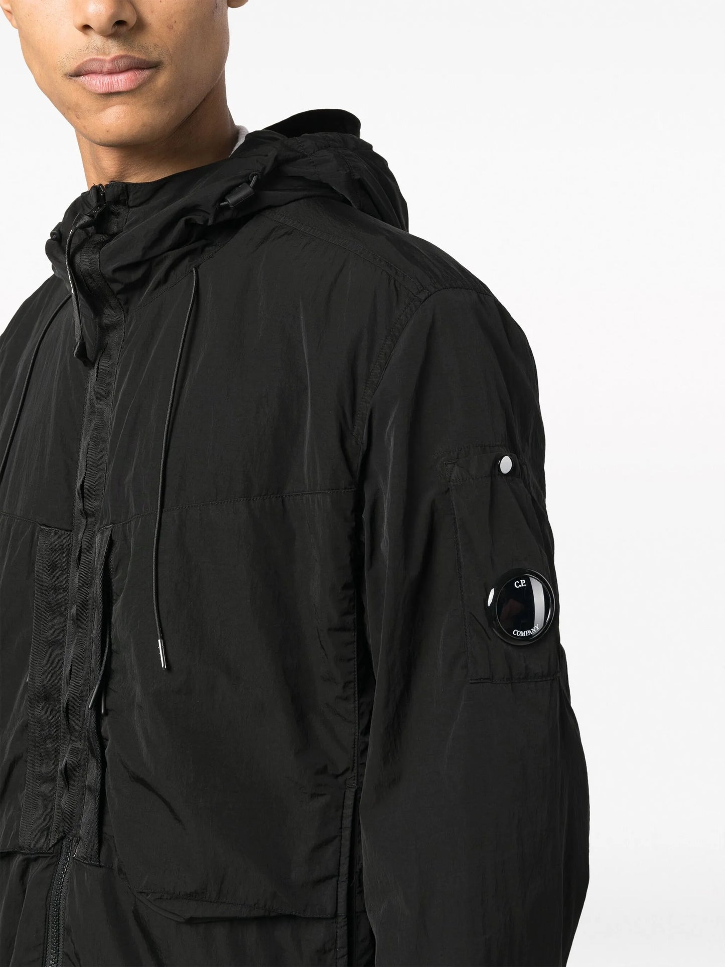 logo-plaque hooded jacket