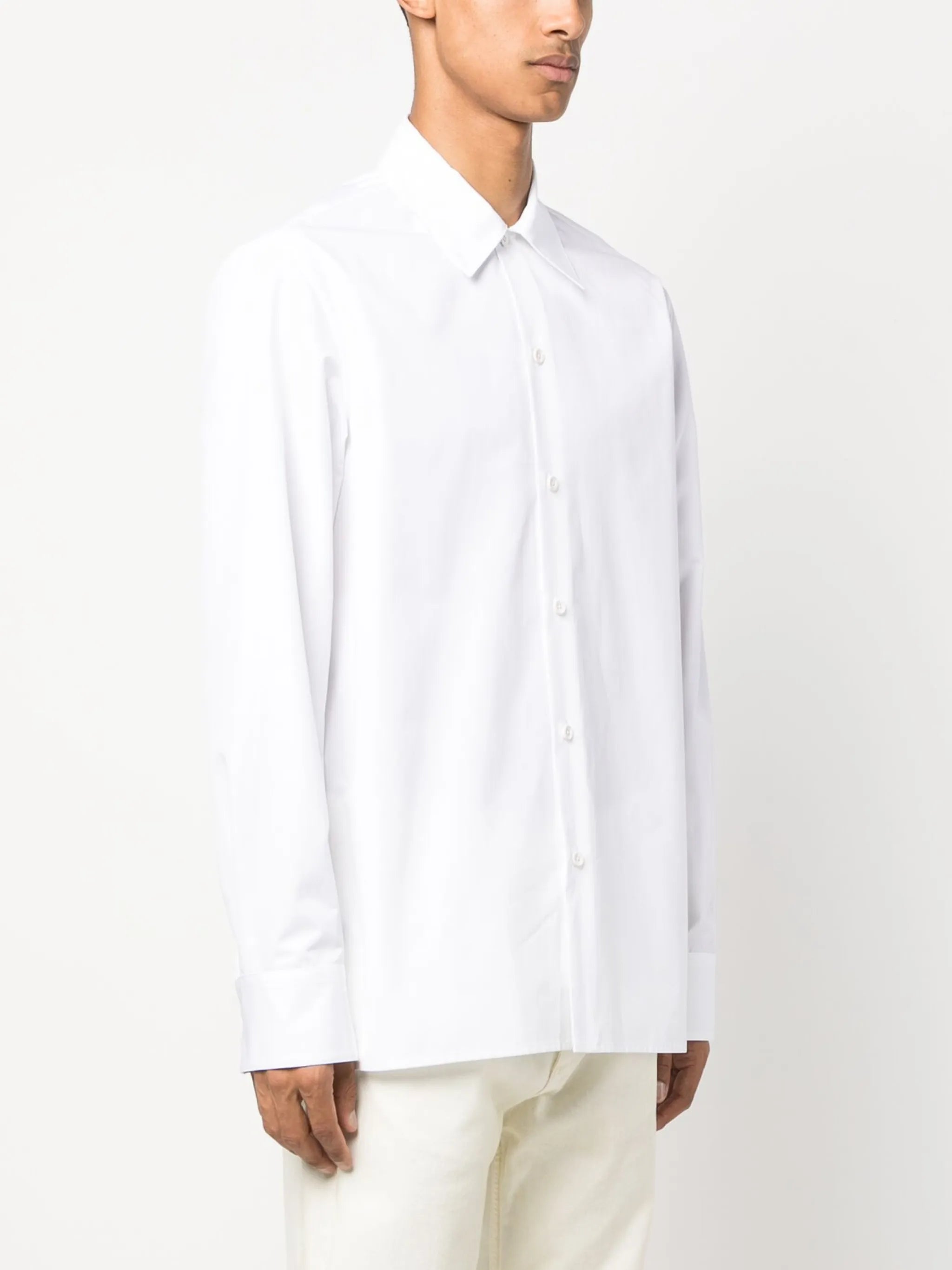 pointed-collar organic-cotton shirt
