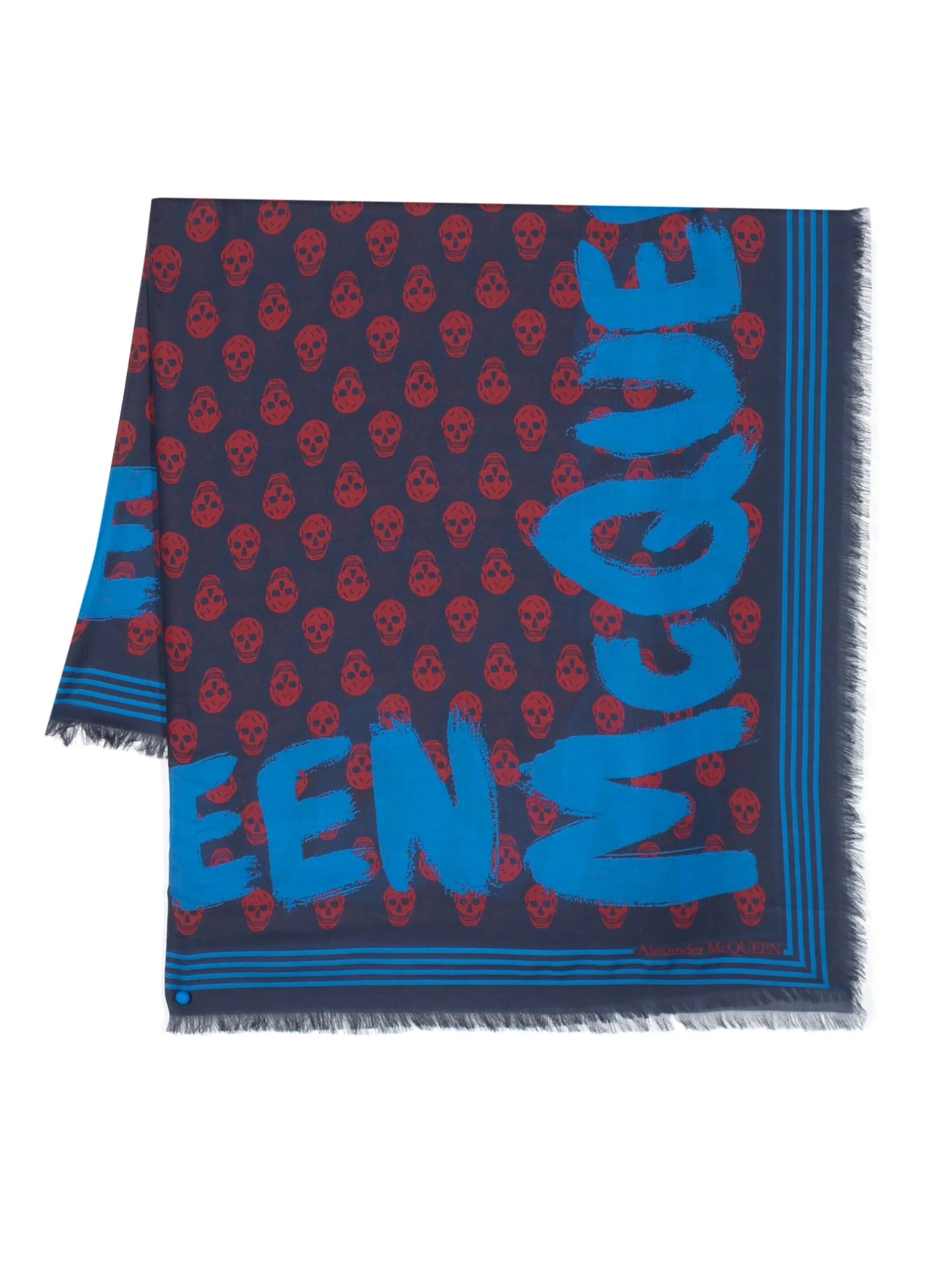 McQueen Graffiti printed frayed scarf