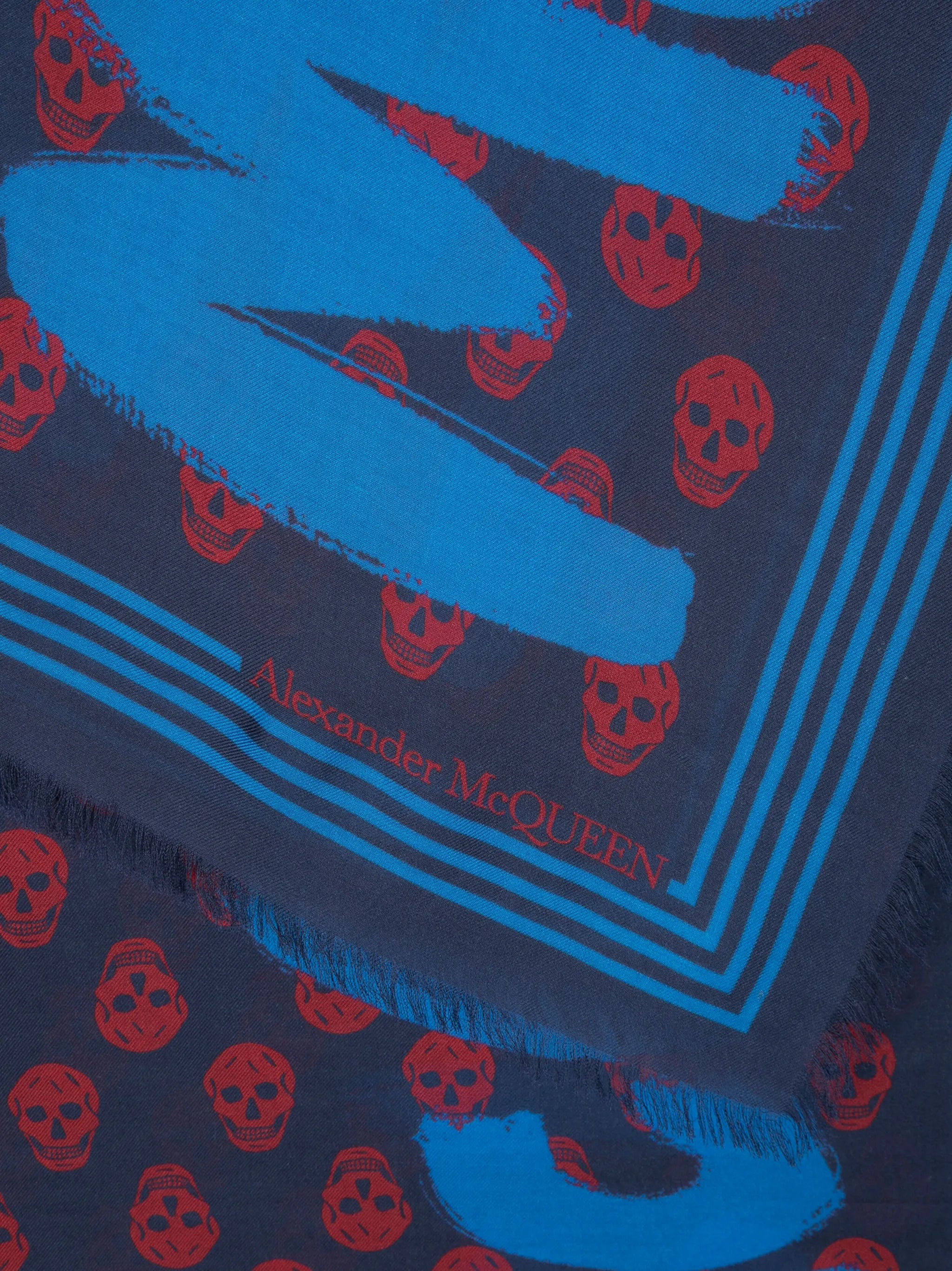 McQueen Graffiti printed frayed scarf