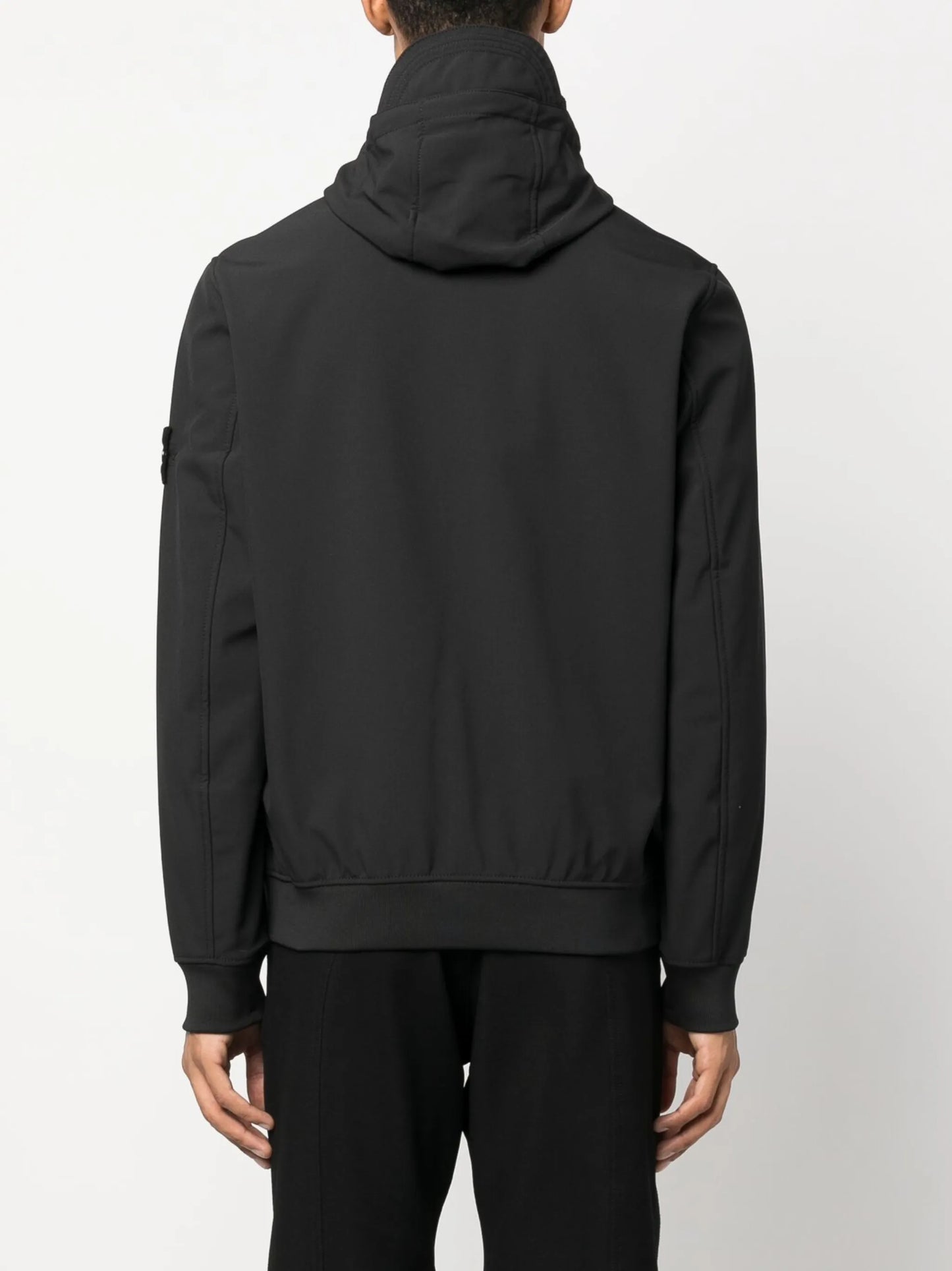 Compass-patch zip-up hooded jacket