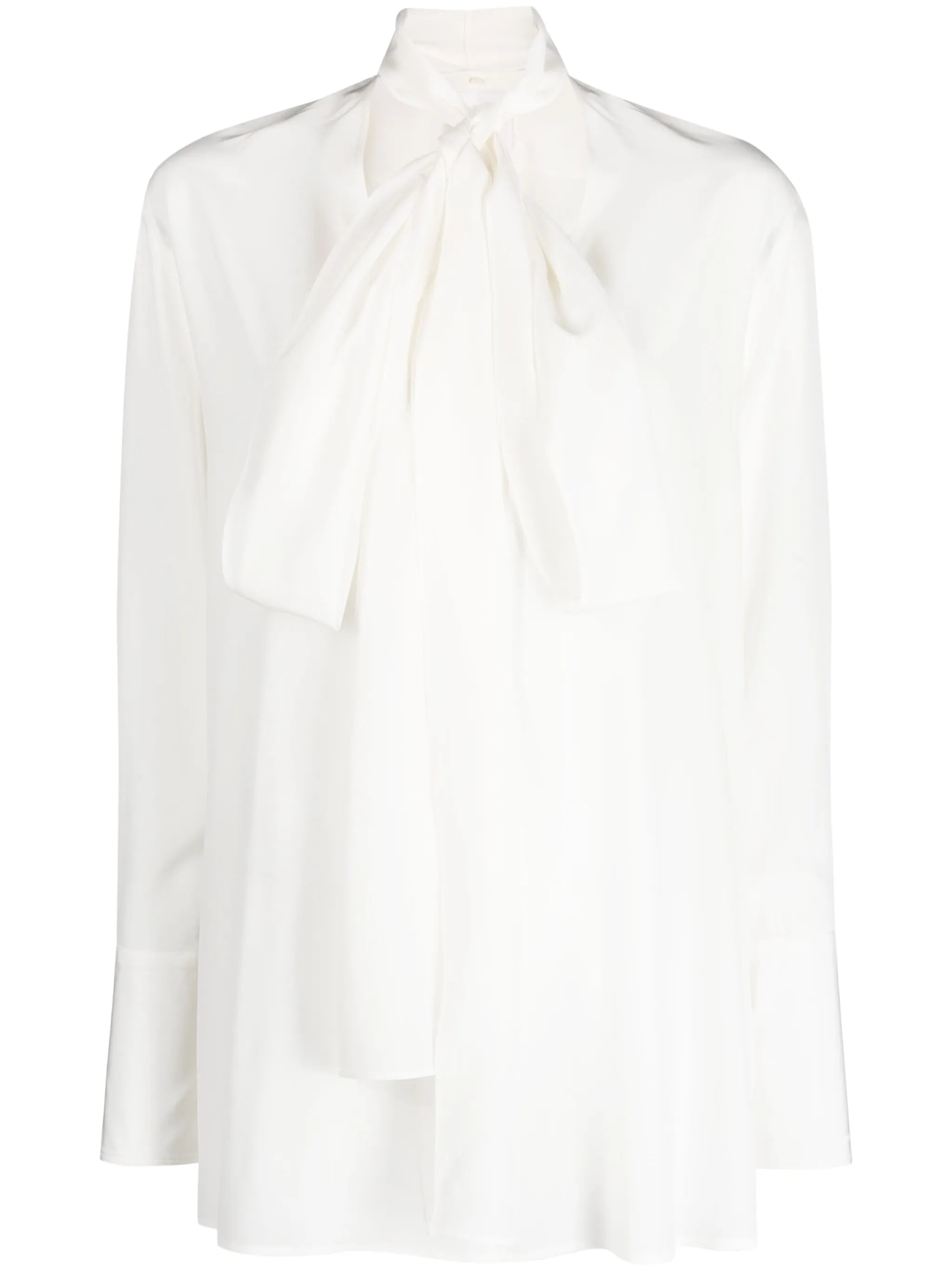 pussy-bow silk blouse