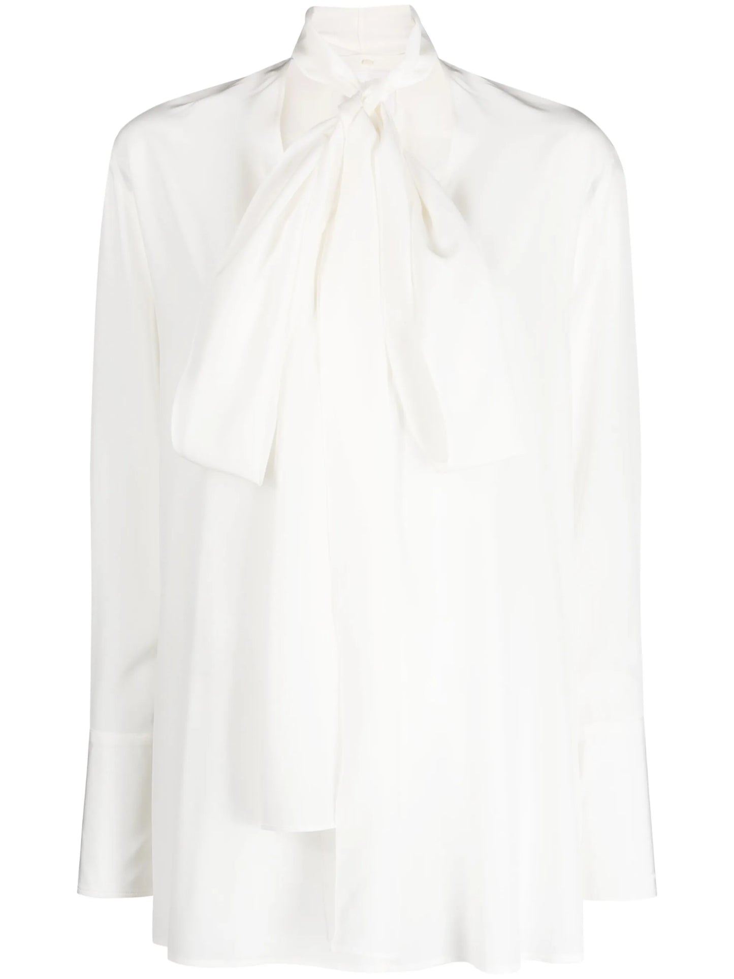 pussy-bow silk blouse