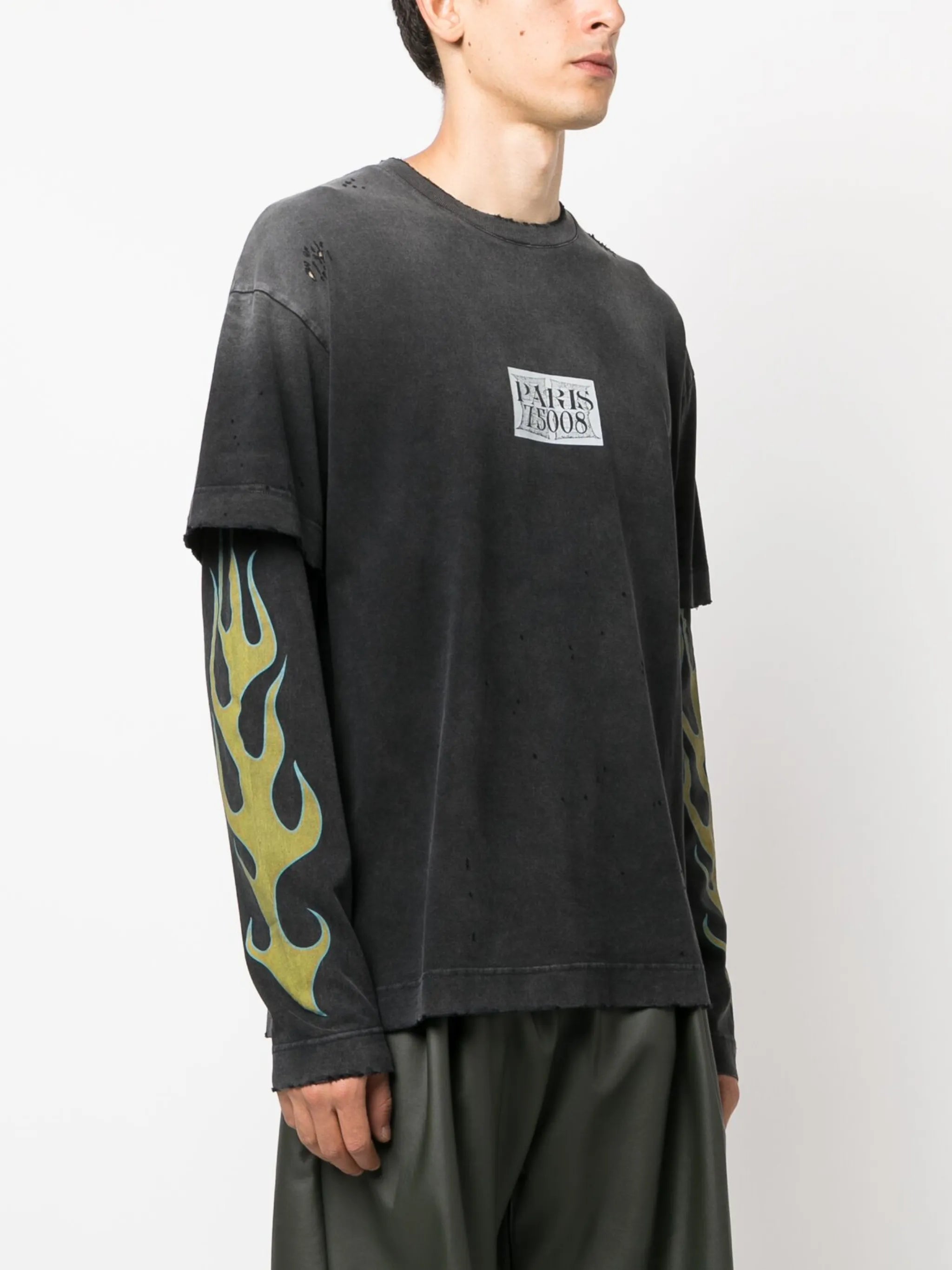 logo-print double-layer T-shirt