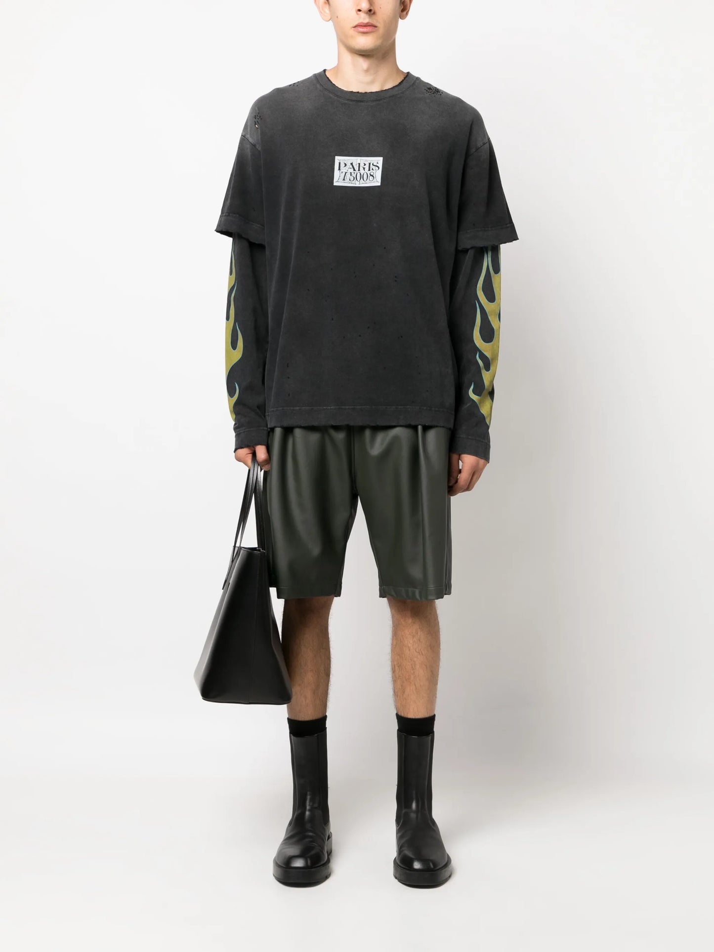logo-print double-layer T-shirt